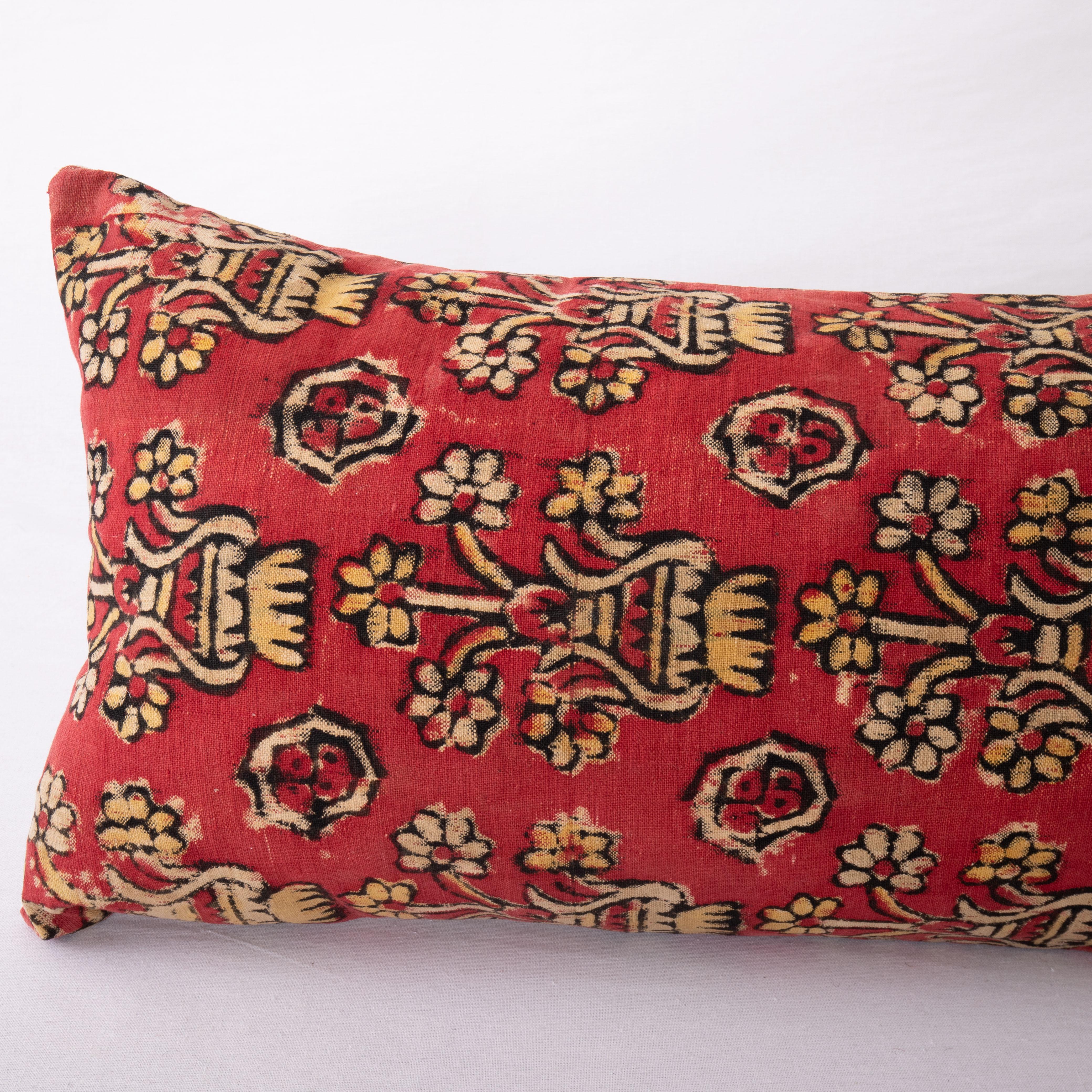 Folk Art Block Printed Lumbar PillowCover from WesternAnatolia Turkey 1stHalf 20thCentury For Sale