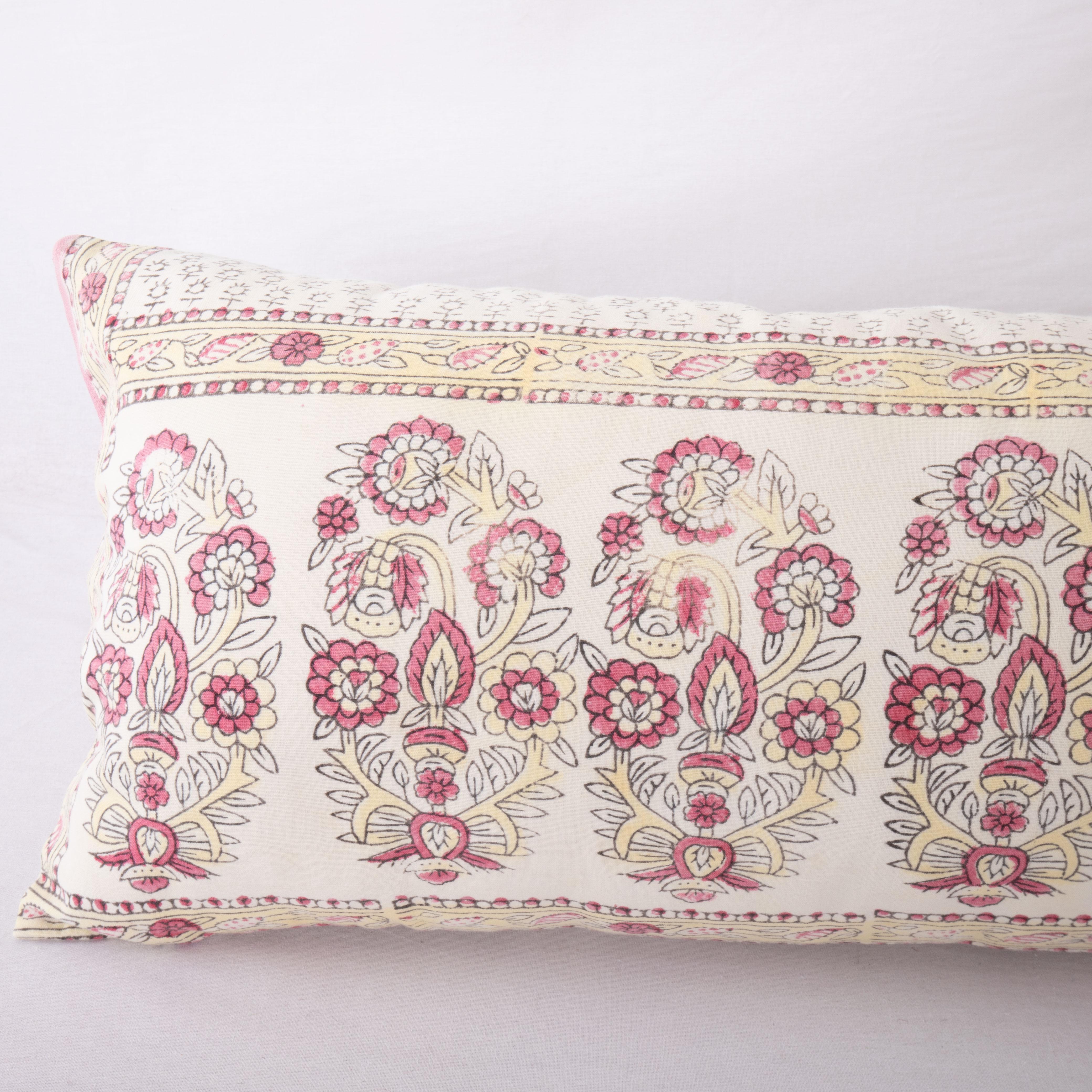 Folk Art Block Printed Lumbar Pillow Cover from Western Anatolia, Turkey, 1st Half 20th C For Sale