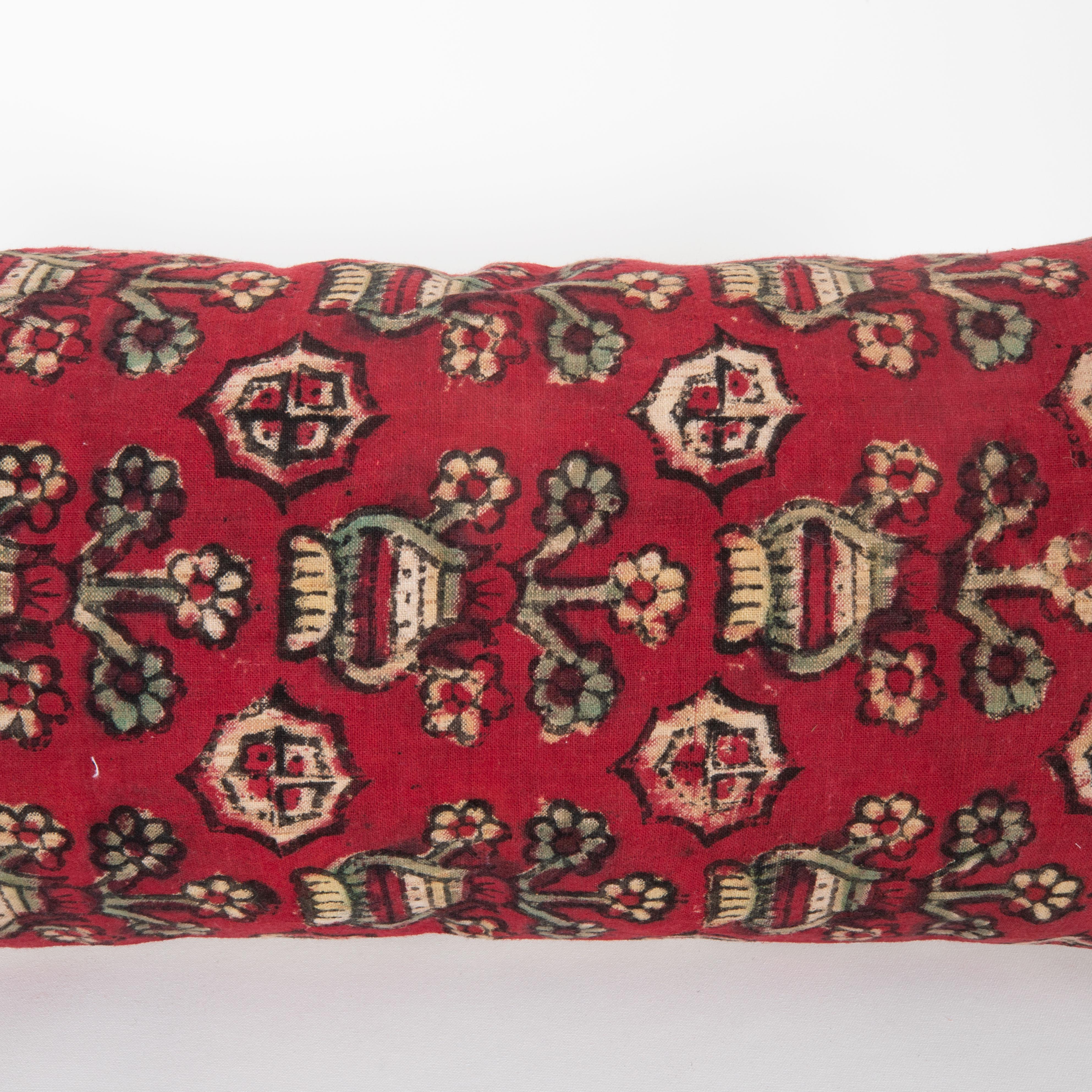 Turkish Block Printed Lumbar Pillow Cover from Western Anatolia, Turkey, 1st Half 20th C For Sale