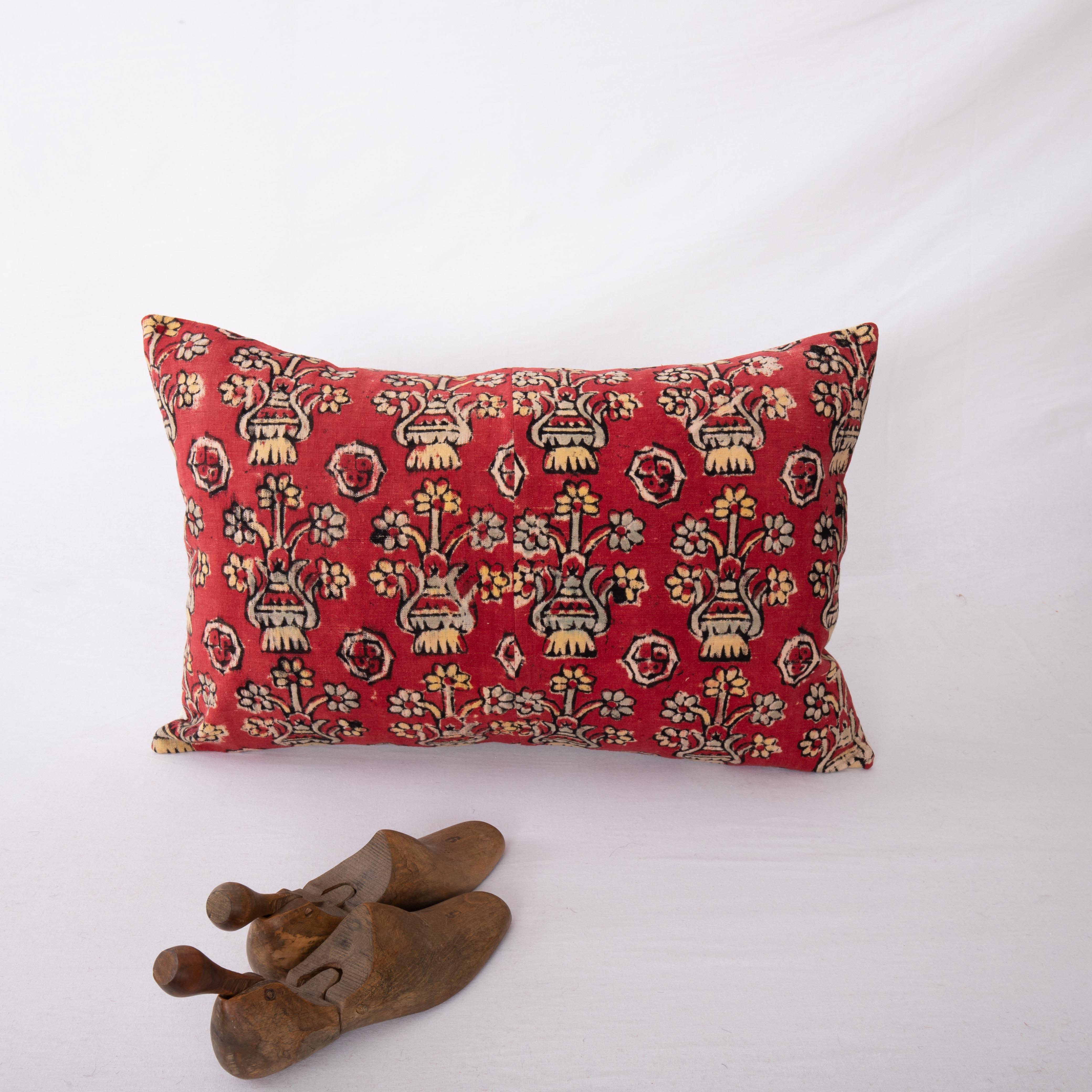 Kalamkari Block Printed Lumbar Pillow Cover from Western Anatolia, Turkey, 1st Half 20th C For Sale