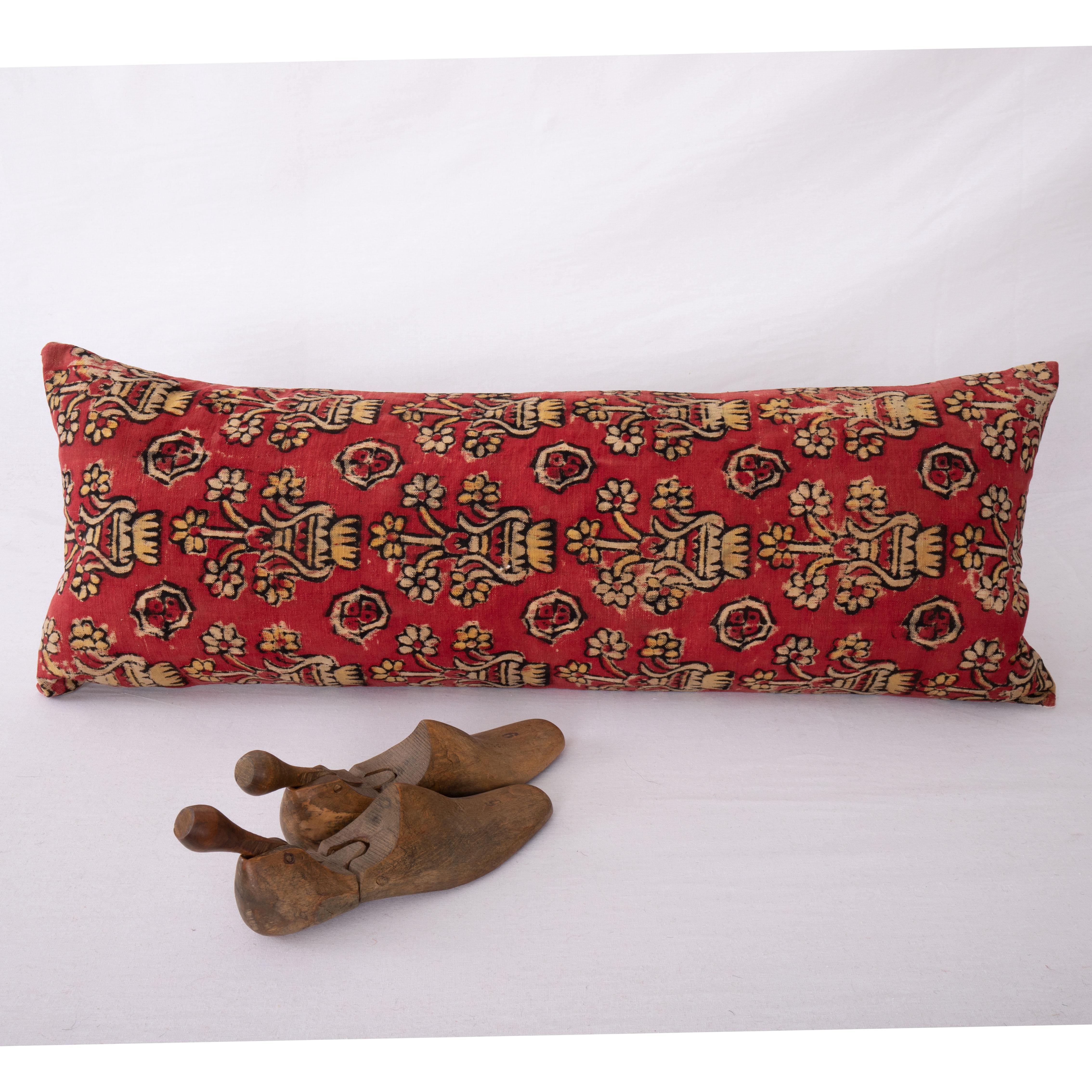 Kalamkari Block Printed Lumbar PillowCover from WesternAnatolia Turkey 1stHalf 20thCentury For Sale