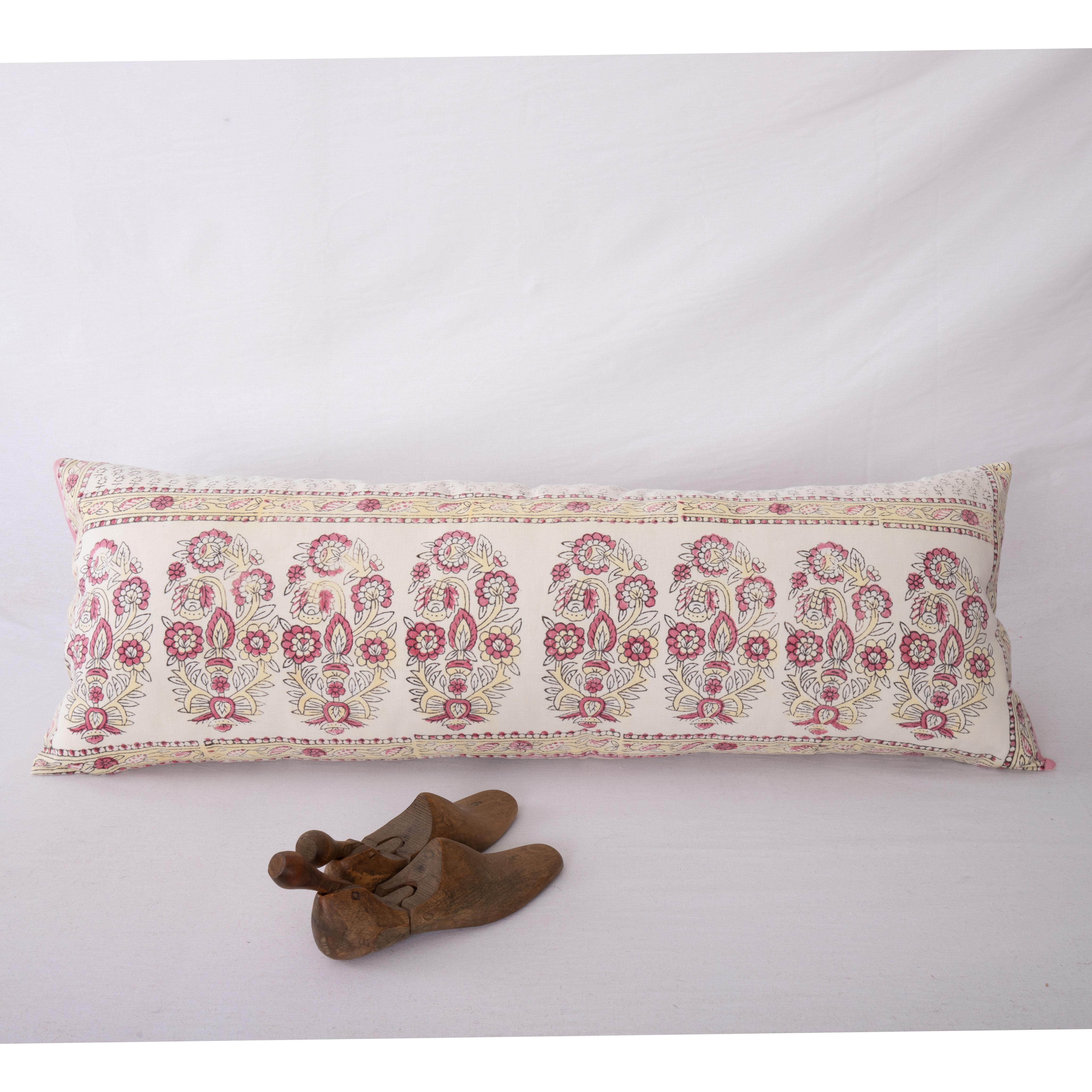 Kalamkari Block Printed Lumbar Pillow Cover from Western Anatolia, Turkey, 1st Half 20th C For Sale