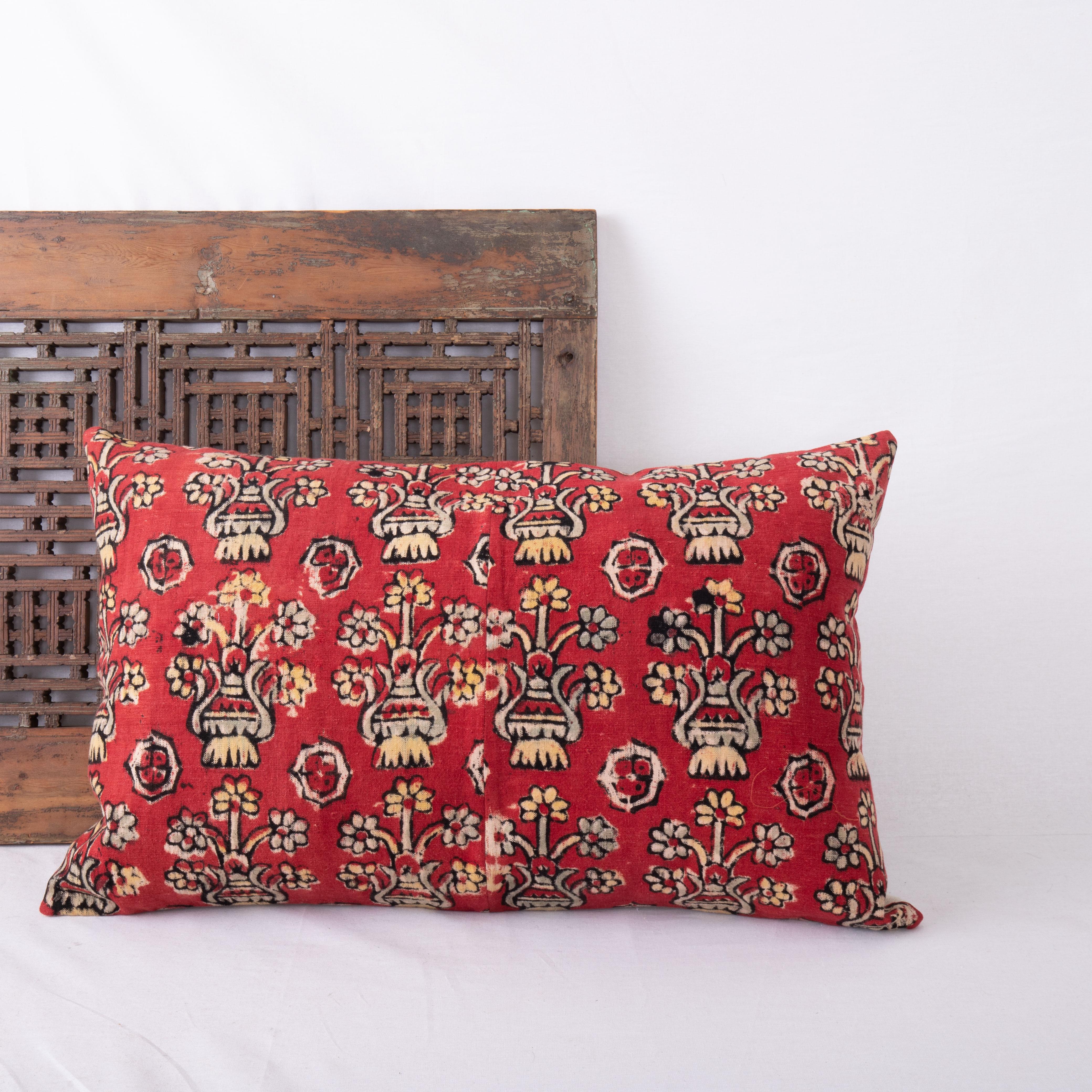 Folk Art Block Printed Lumbar Pillow Cover from Western Anatolia, Turkey, 1st Half 20th C For Sale