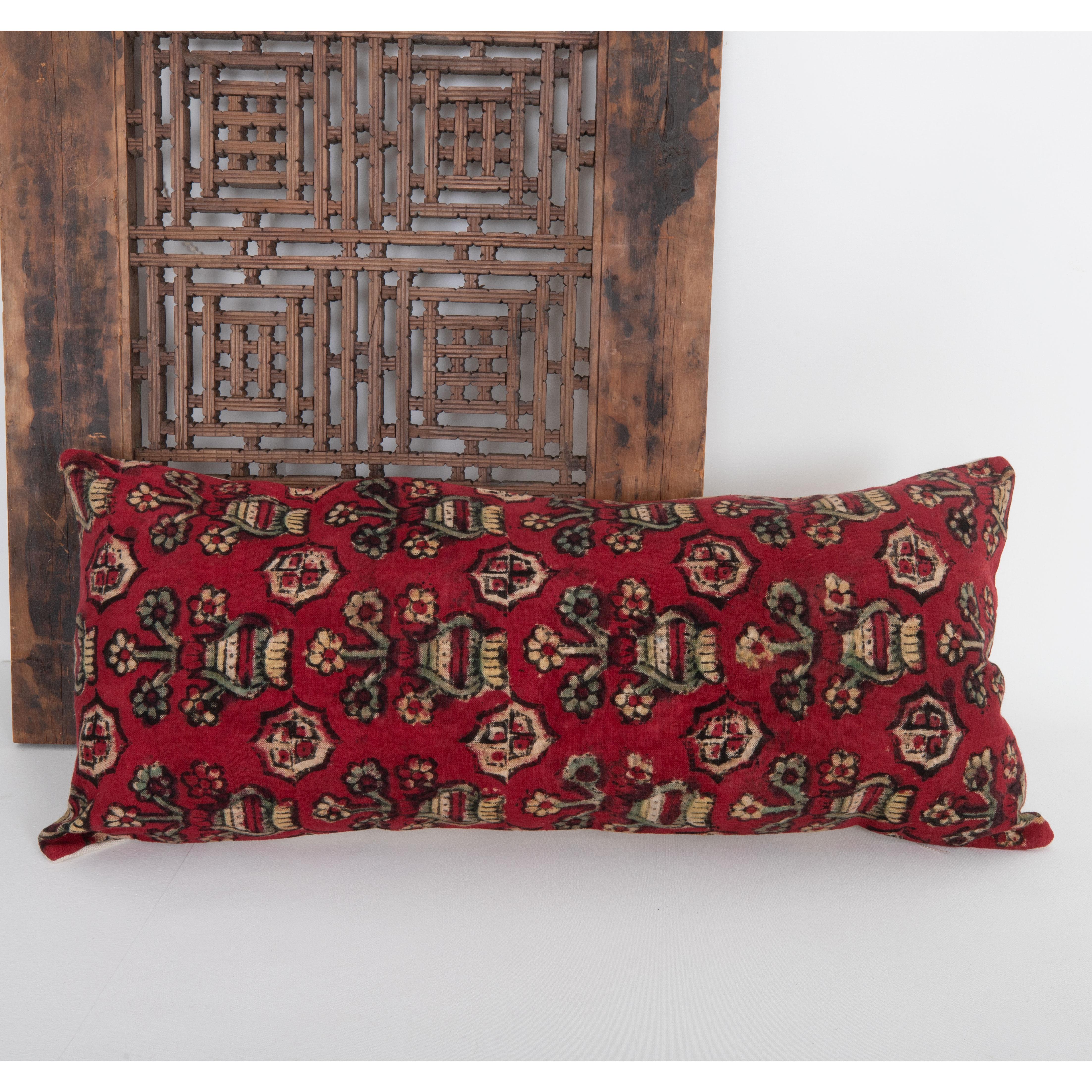 20th Century Block Printed Lumbar Pillow Cover from Western Anatolia, Turkey, 1st Half 20th C For Sale