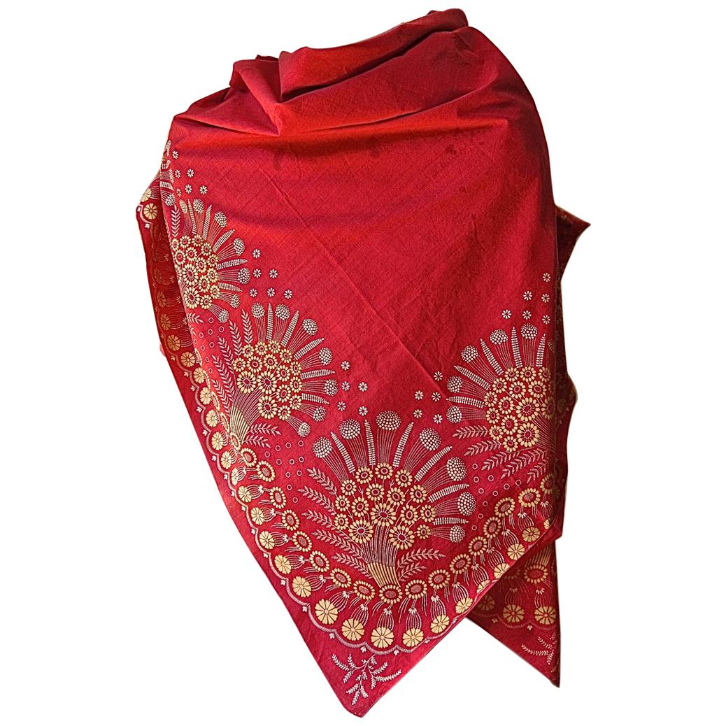 Block Printed Scarf Mouchoir de Cou Cotton, French, 19th Century