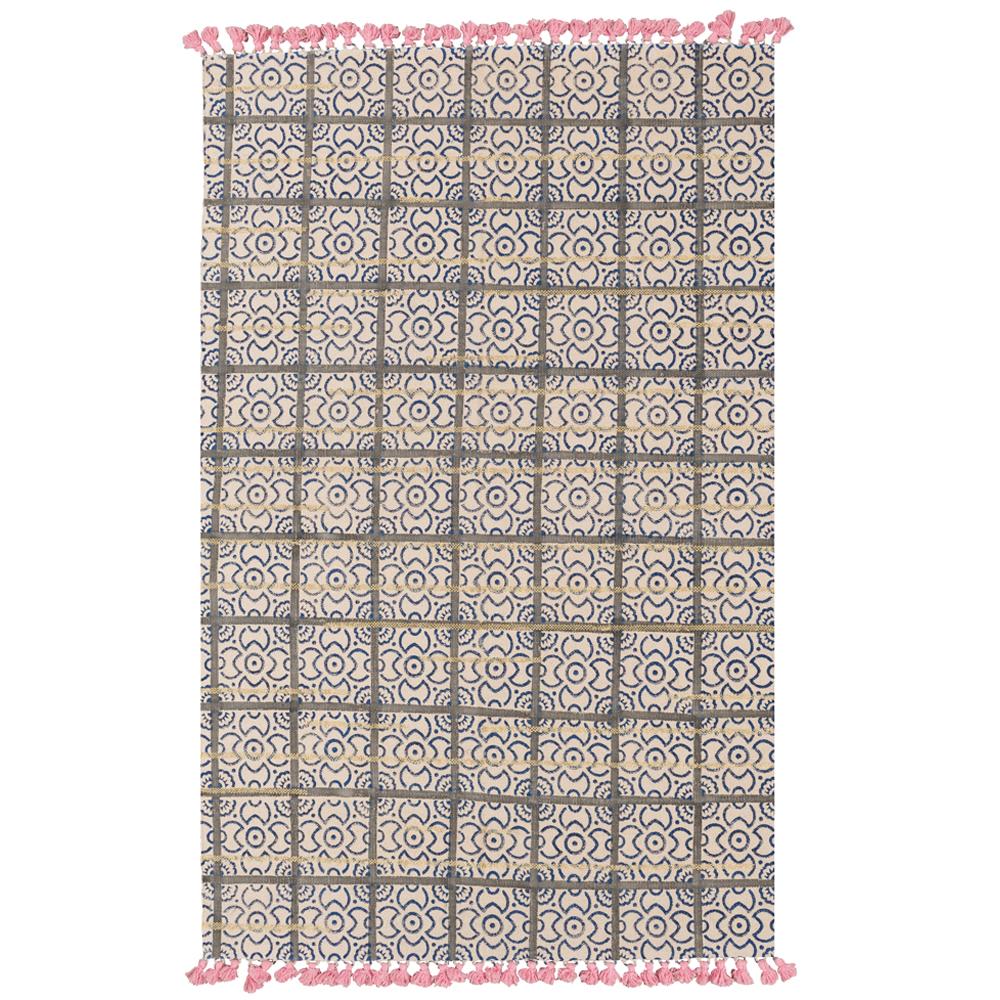 Block Printed Zeppelin Rug in Blush Small For Sale 1