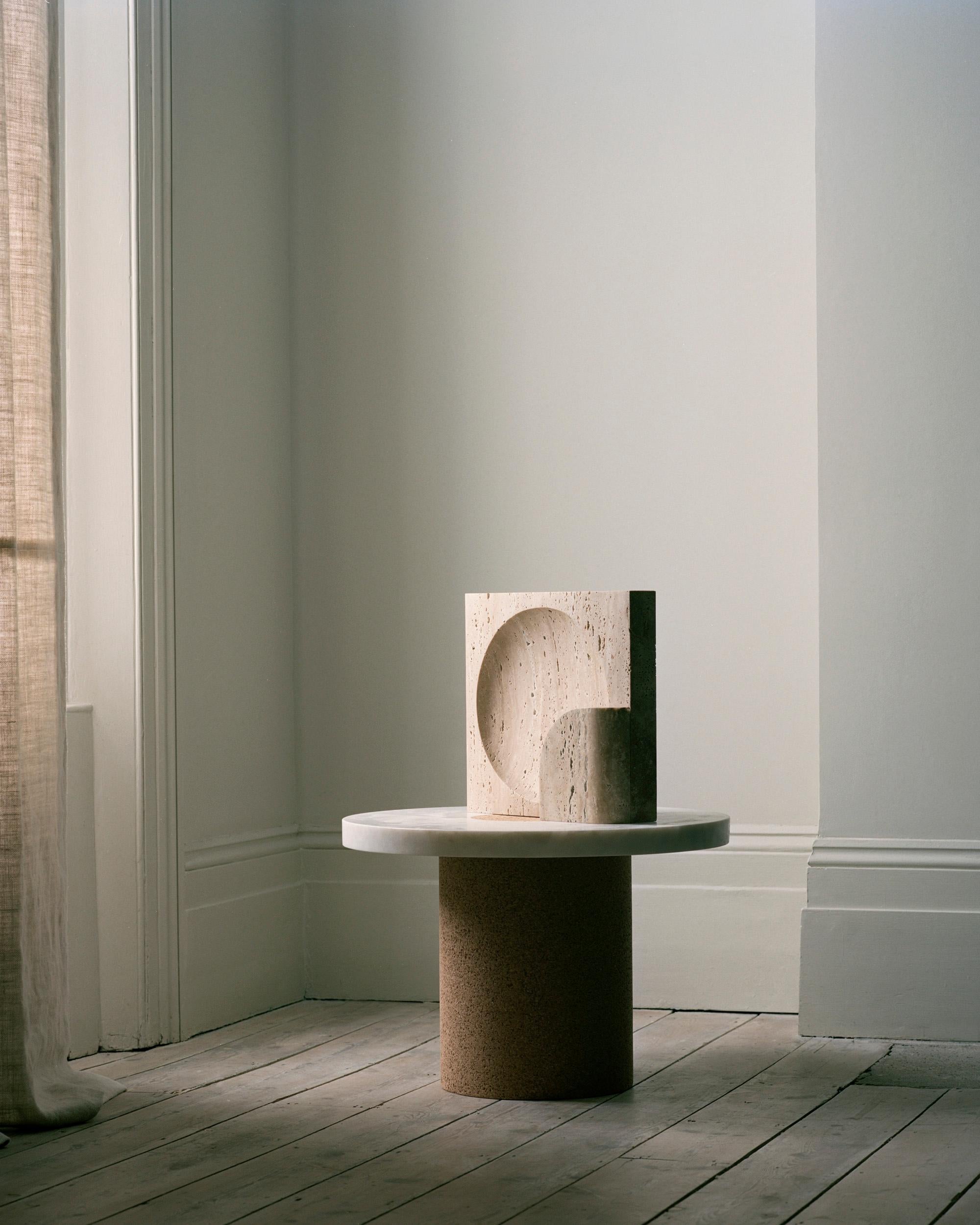 Block, Sculpted Black Travertine Table Lamp by Henry Wilson In New Condition In Geneve, CH