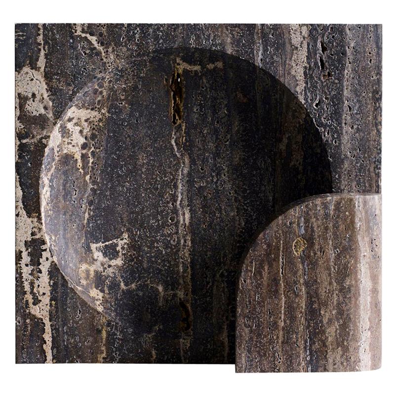 Block, Sculpted Black Travertine Table Lamp by Henry Wilson