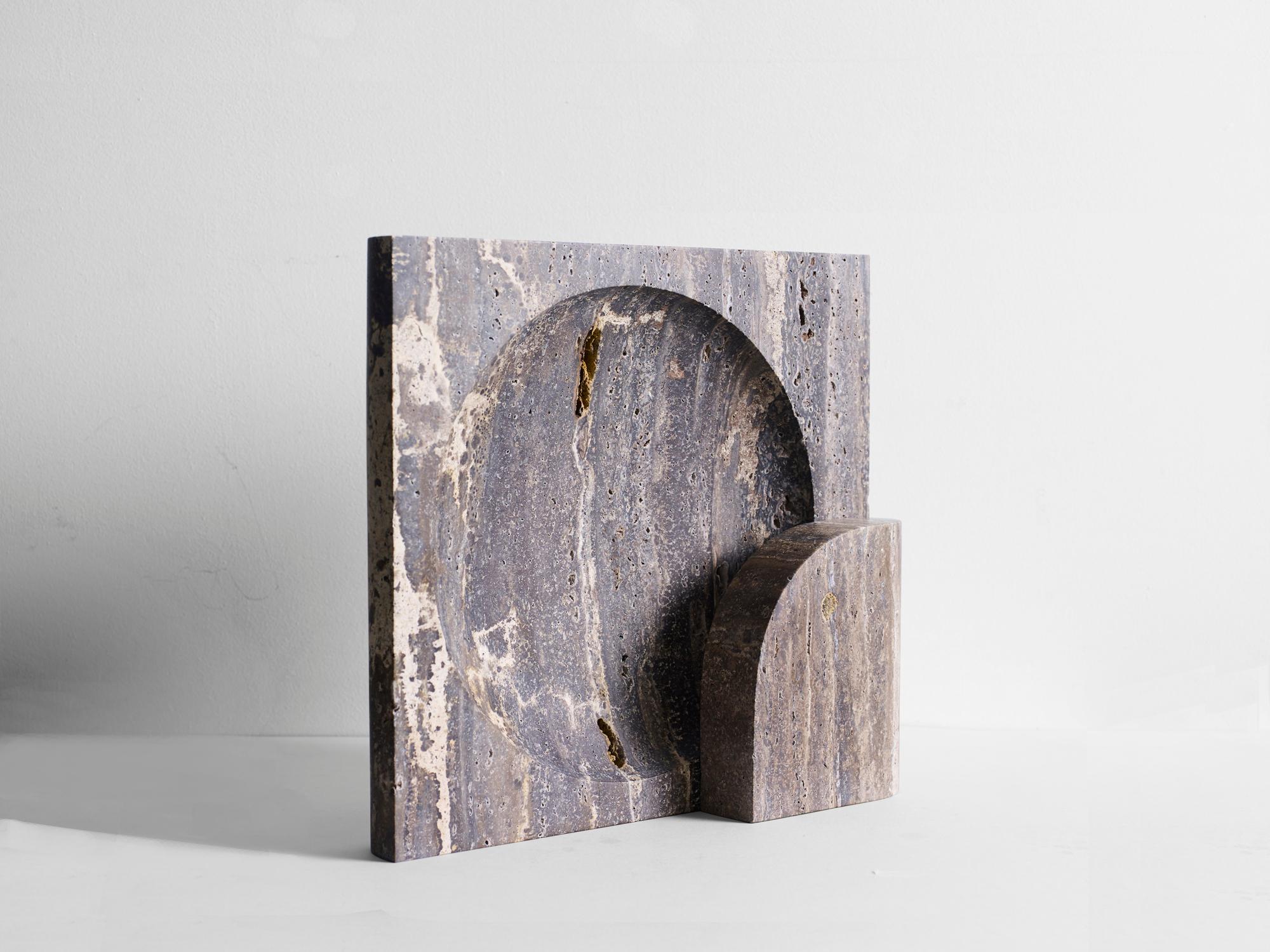 Block, Sculpted Travertine Table Lamp by Henry Wilson 2