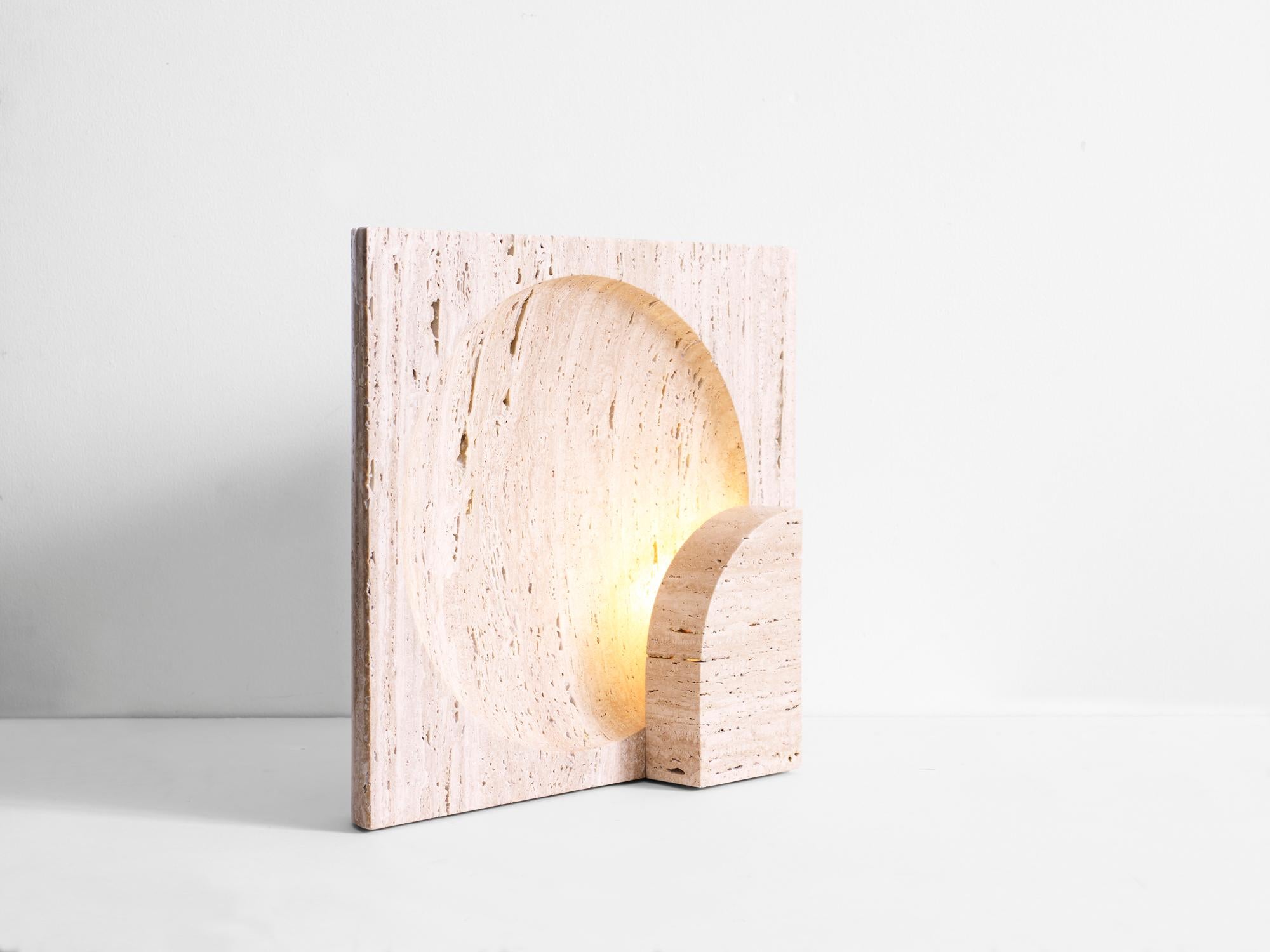 Modern Classico Travertine Block Sconce by Henry Wilson For Sale