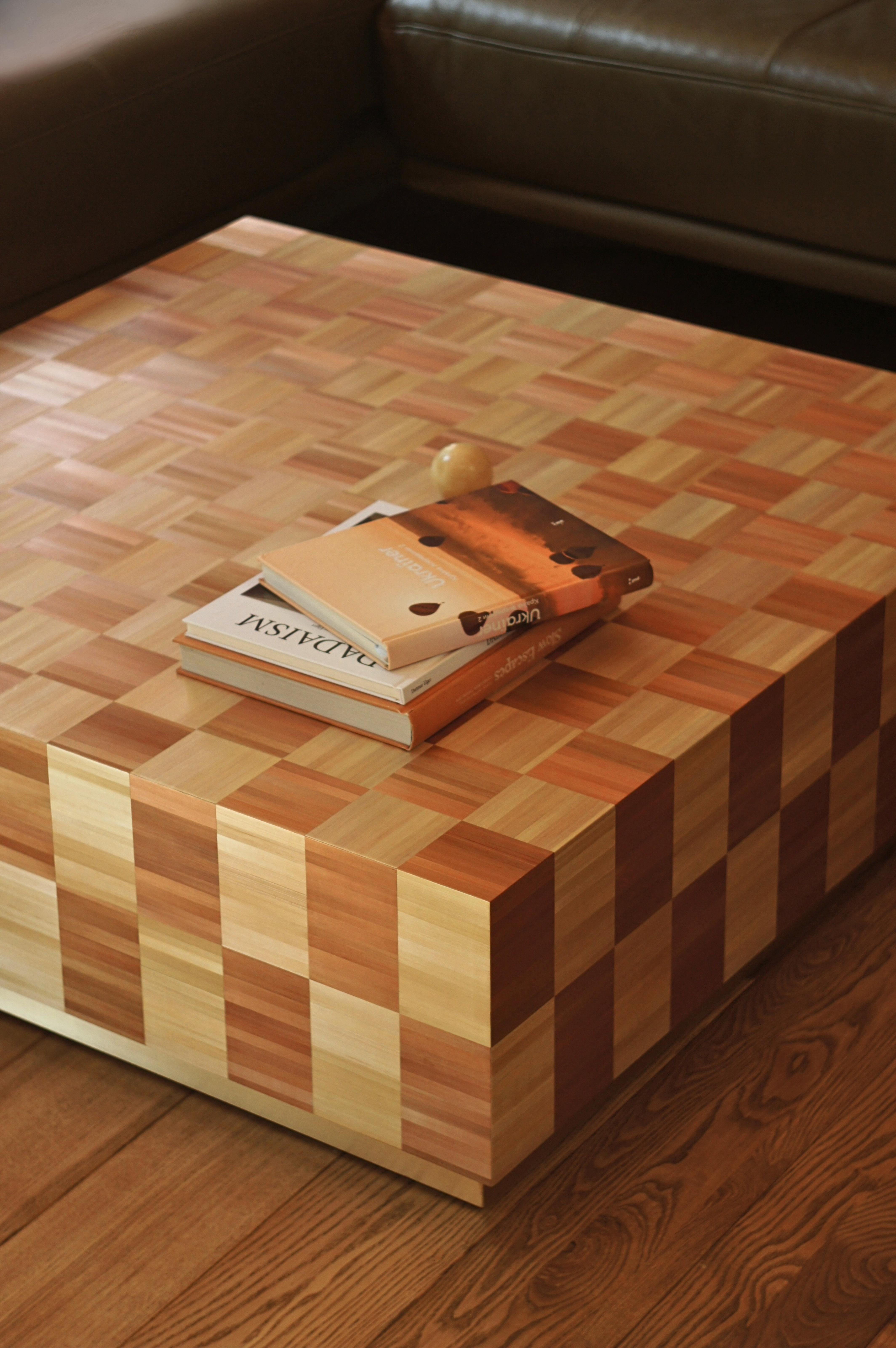 Block Coffee Table in straw marquetry technique

Block Coffee Table is a handcrafted piece by Ruda Studio, made in Ukraine using the traditional straw marquetry technique. Each segment of the surface is composed of individually dyed and flattened
