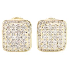 Diamant-Cluster-Ohrringe im Block-Stil aus 14 Karat Gelbgold 