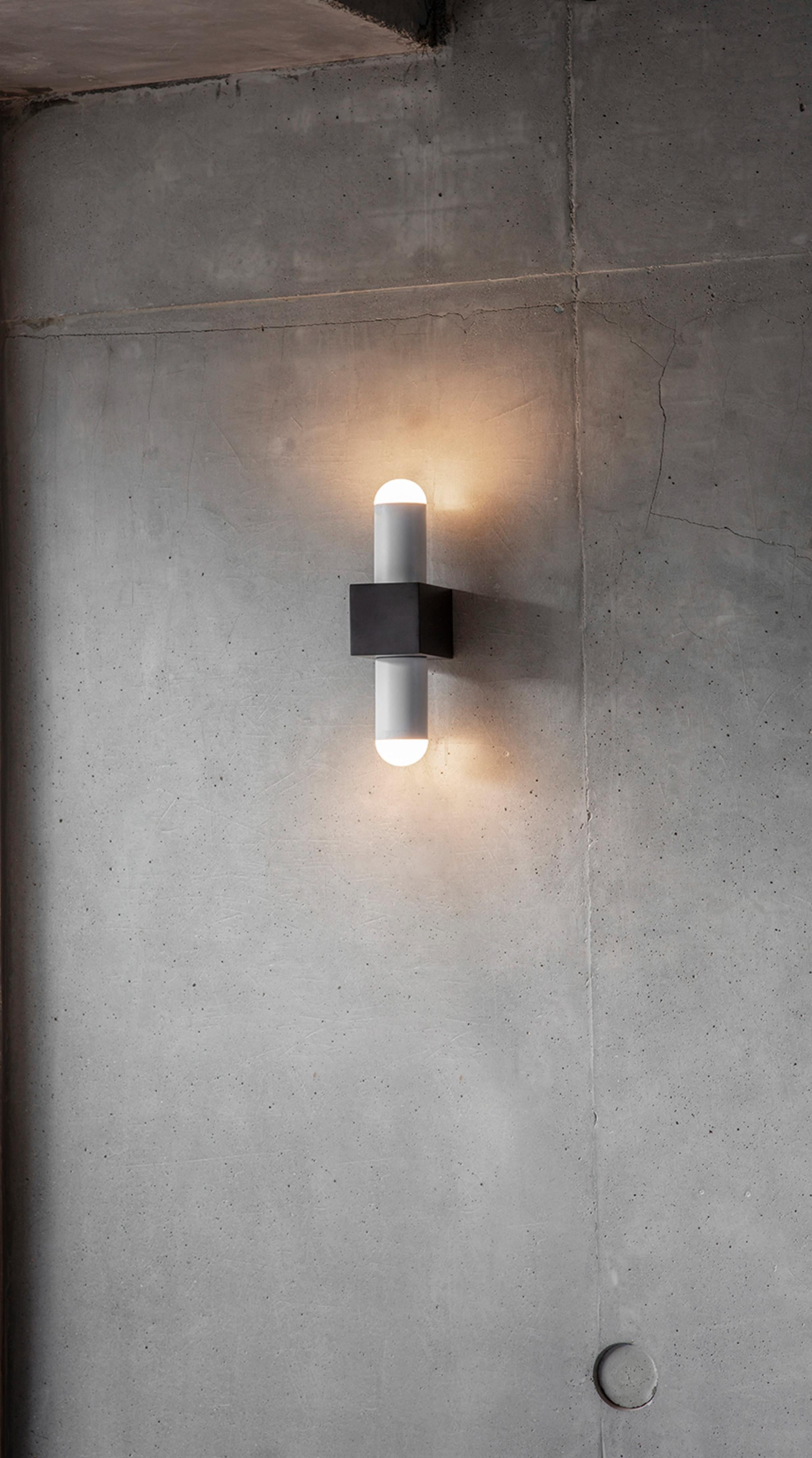Powder-Coated Block Wall Lamp by Square in Circle For Sale