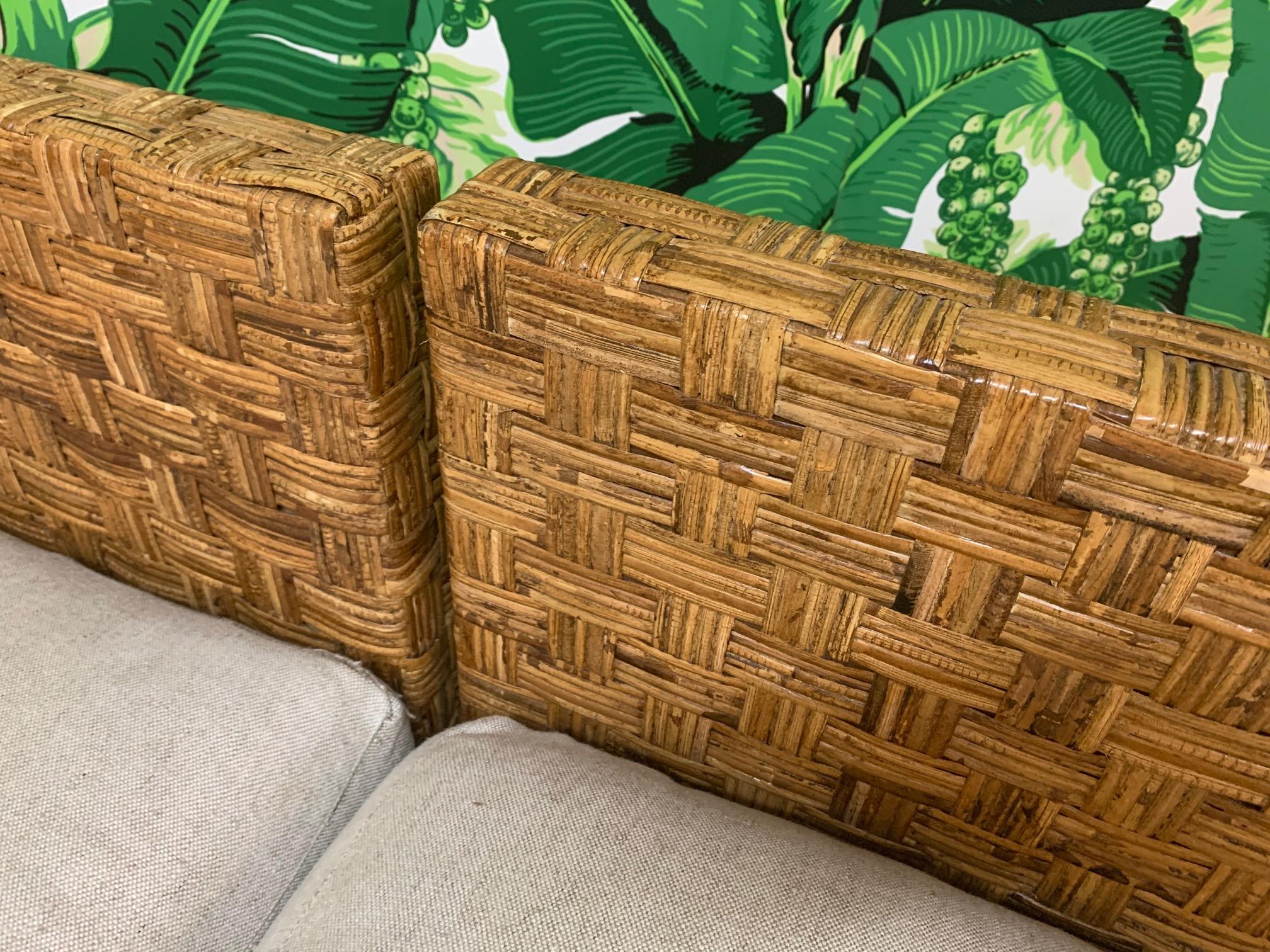 Block Wicker Woven Sectional Sofa For Sale 1