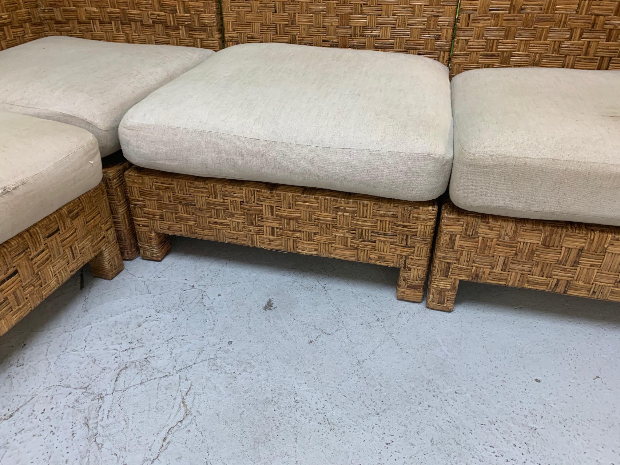 Upholstery Block Wicker Woven Sectional Sofa