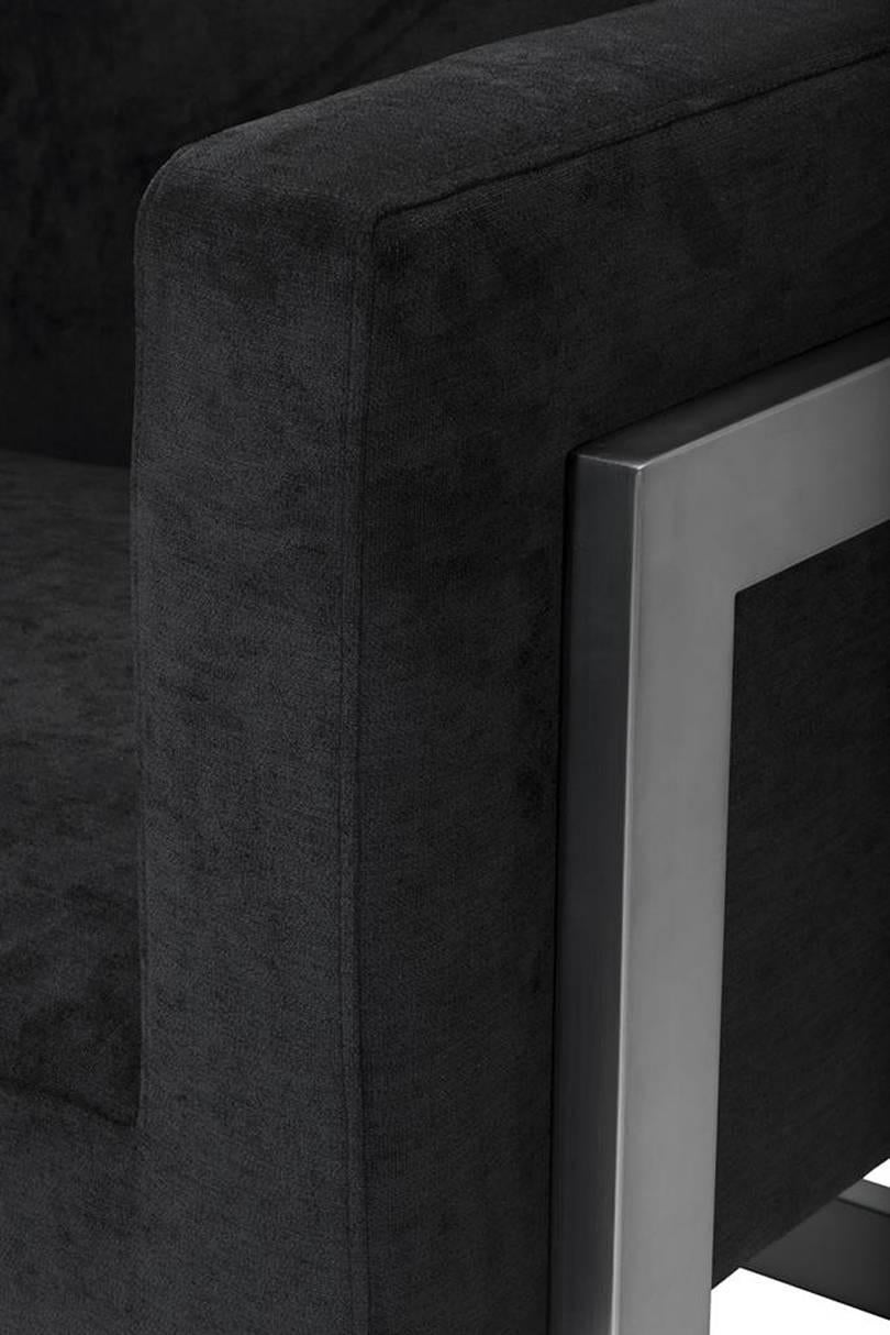 Blocks Armchair with Bronze Frame and Black Velvet Fabric 1