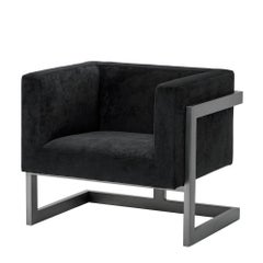 Blocks Armchair with Bronze Frame and Black Velvet Fabric