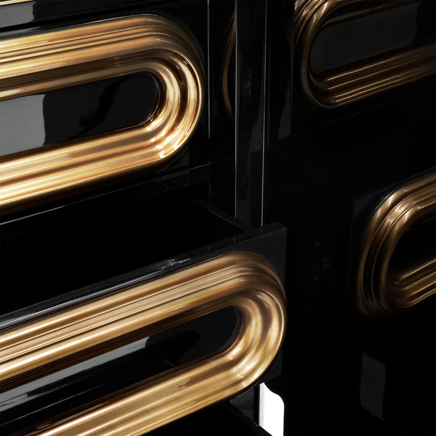 Metal Blocks Gold Cabinet For Sale