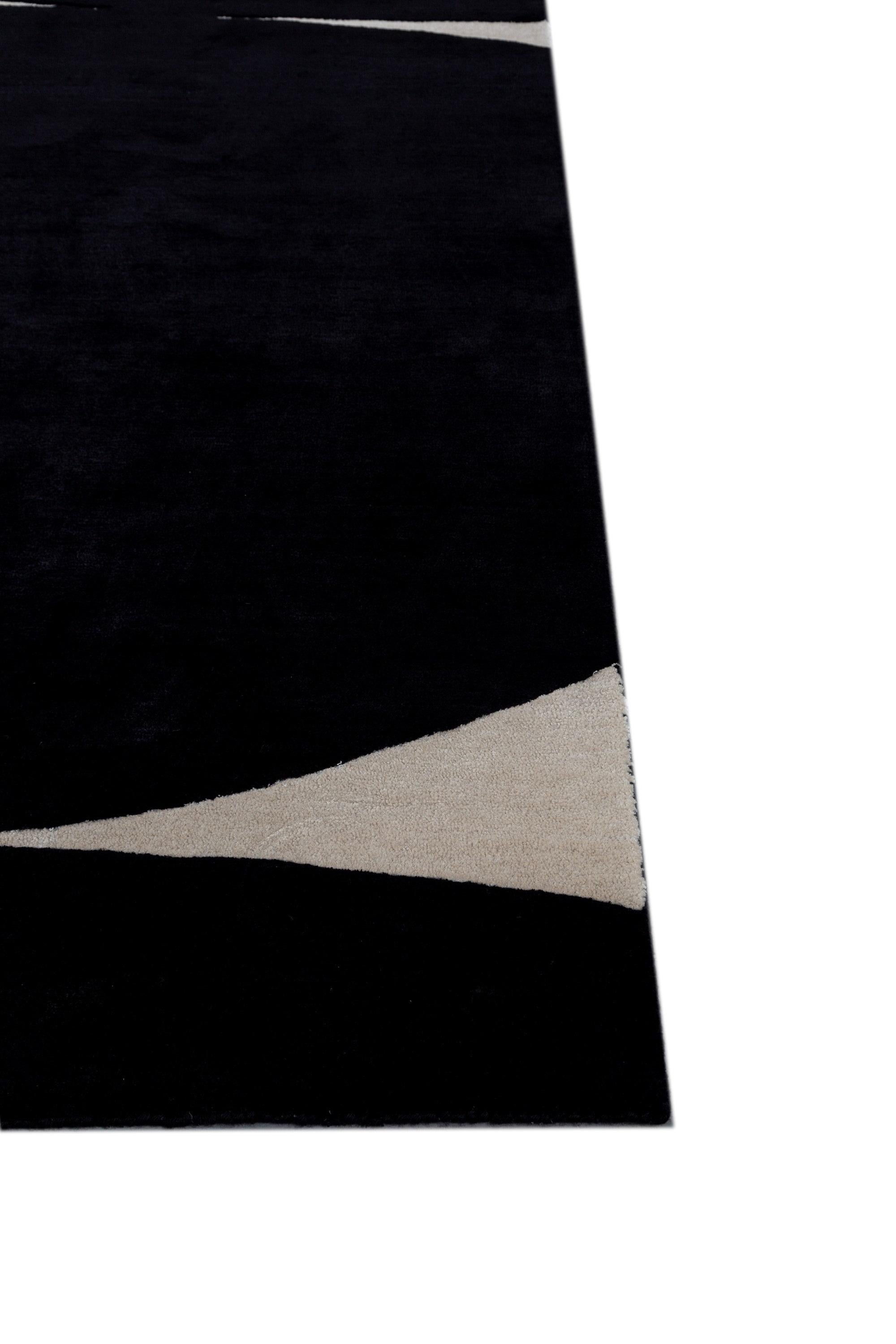 „Blocks“-Teppich von Keith Kissen aus Ebenholz/Oranger Rost, aus Jaipur-Teppichen. (Moderne) im Angebot