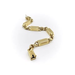 Bracciale vintage a barre e link alternati in oro 18K