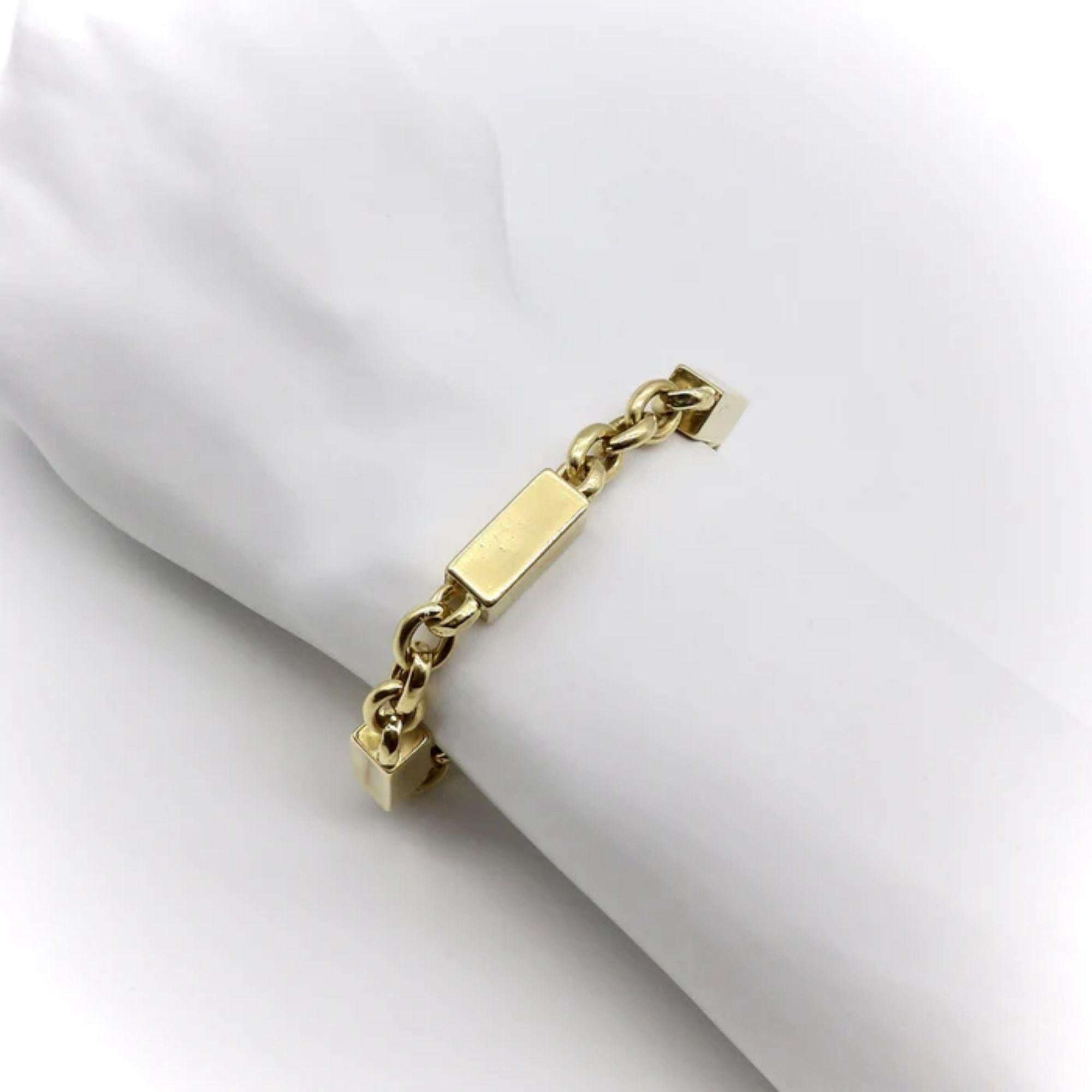 18K Gold Blocky Alternating Bar and Link Vintage Bracelet In Good Condition For Sale In Venice, CA