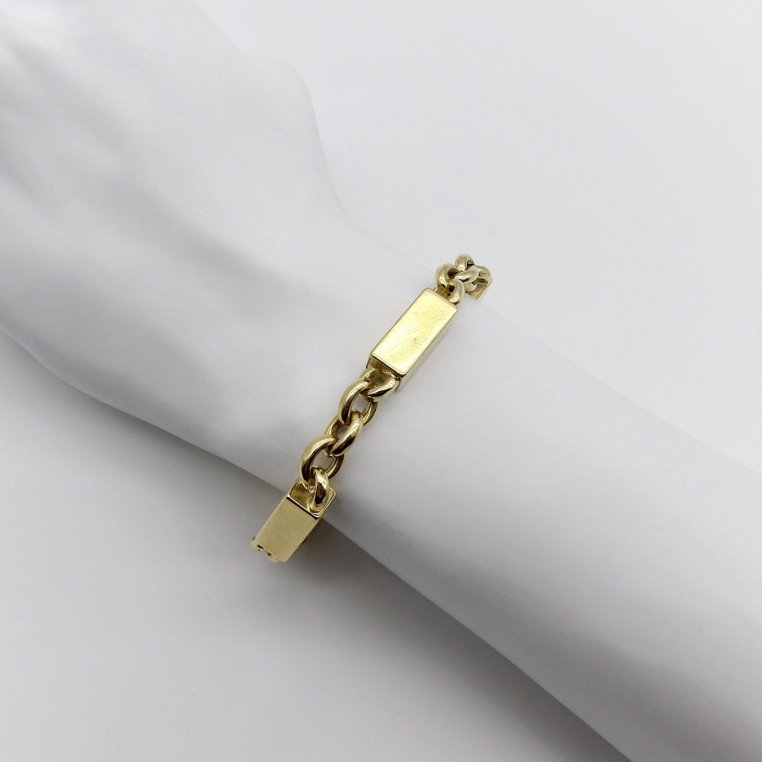 18 Karat Gold Blocky Vintage-Armband mit abwechselnd Bar und Gliedern für Damen oder Herren im Angebot