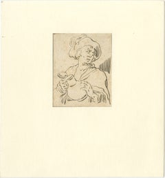 Bloemaert Style Figure Study – Man with Jug, 18thC Dutch Etching, Van den Bosch