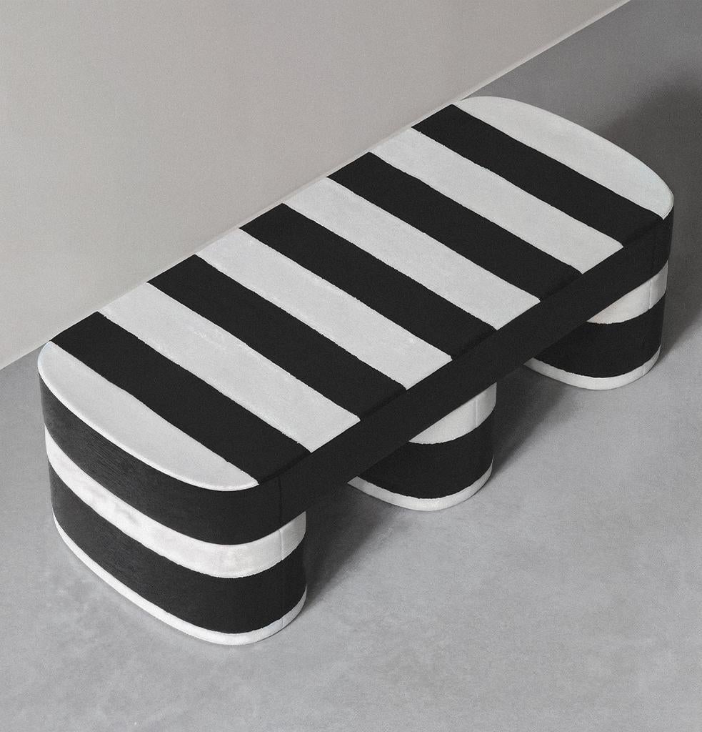 Mid-Century moderno Panchina Blok Stripe Velvet di Hermhaus in vendita