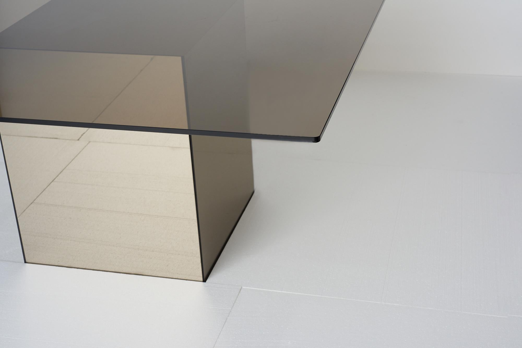 Italian Blok Mirror Dining Table Designed by Nanda Vigo for Acerbis, Italy