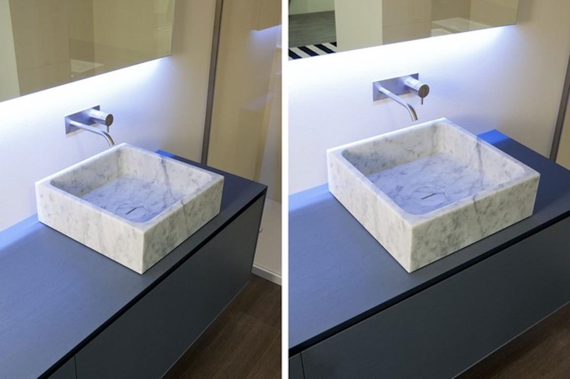 Blokko Carrara Marble Modern Italian Sink Washbasin and Cabinet by Antonio Lupi 2