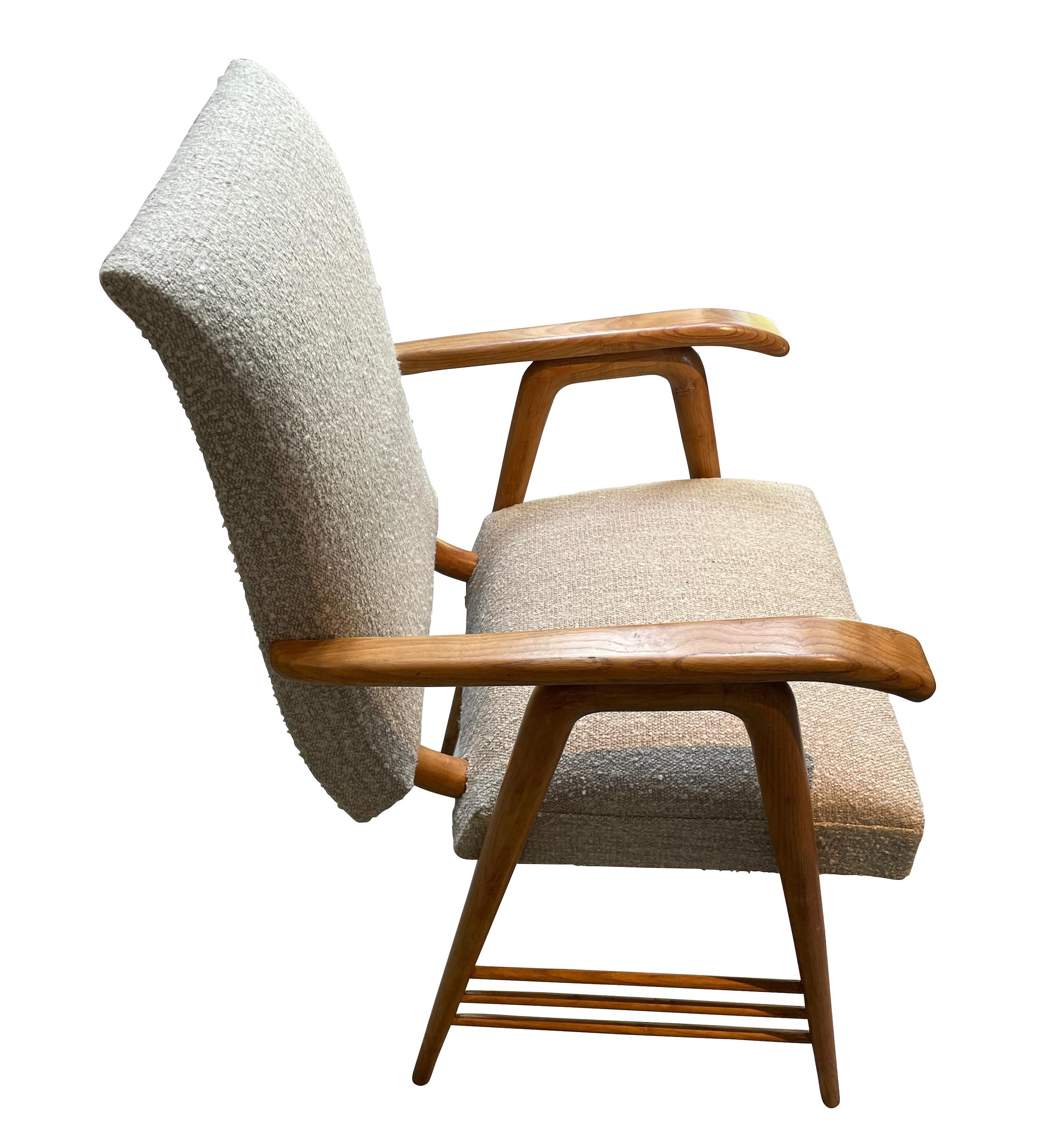 Italian Blond Ash Desk Chair Style Of Gio Ponti, Italy, 1940s For Sale