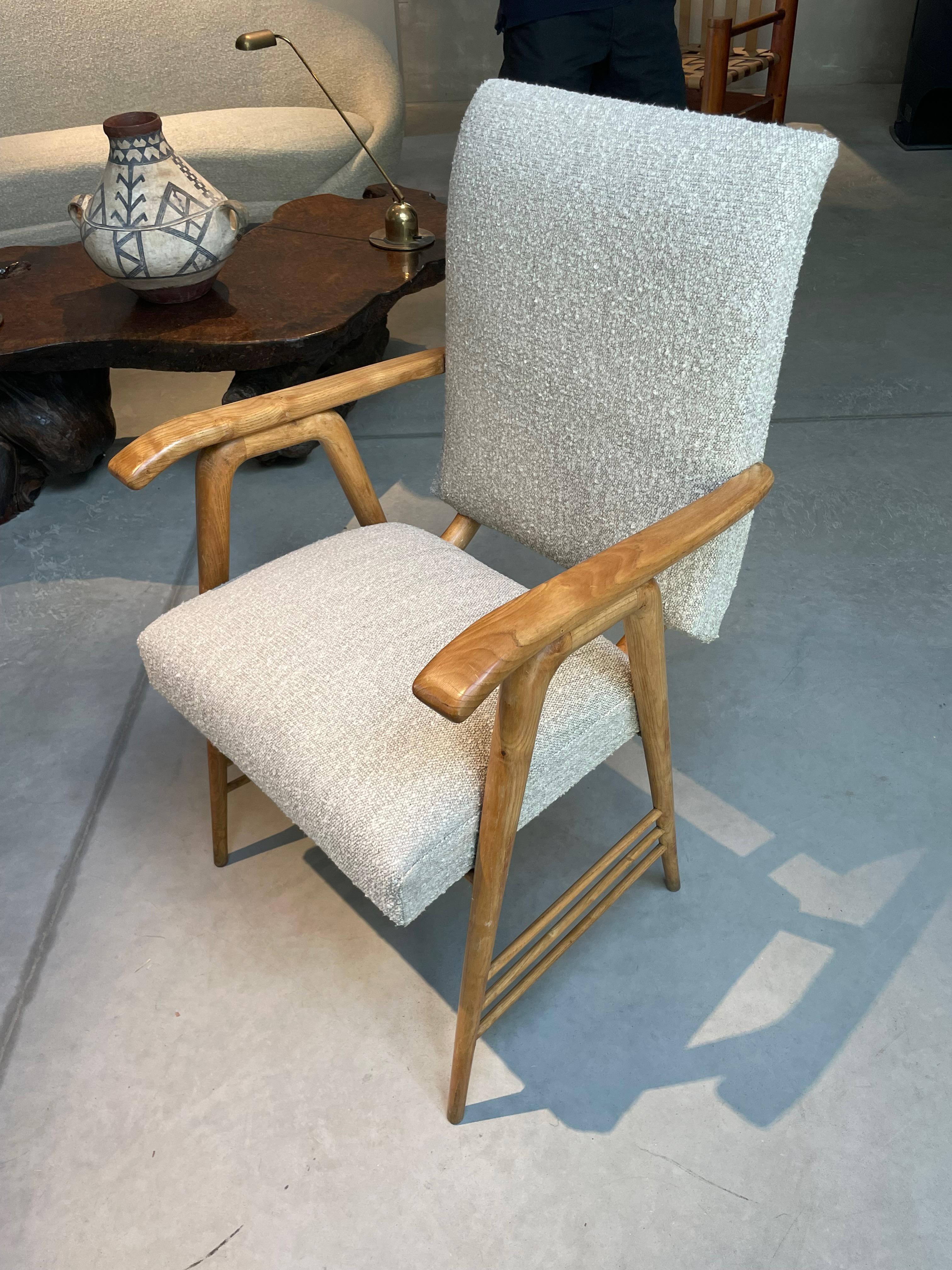 Mid-20th Century Blond Ash Desk Chair Style Of Gio Ponti, Italy, 1940s For Sale