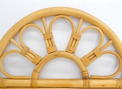 Blond Bamboo Ratan Dome Top Shape Mid Century Modern Wall Mirror MINT!