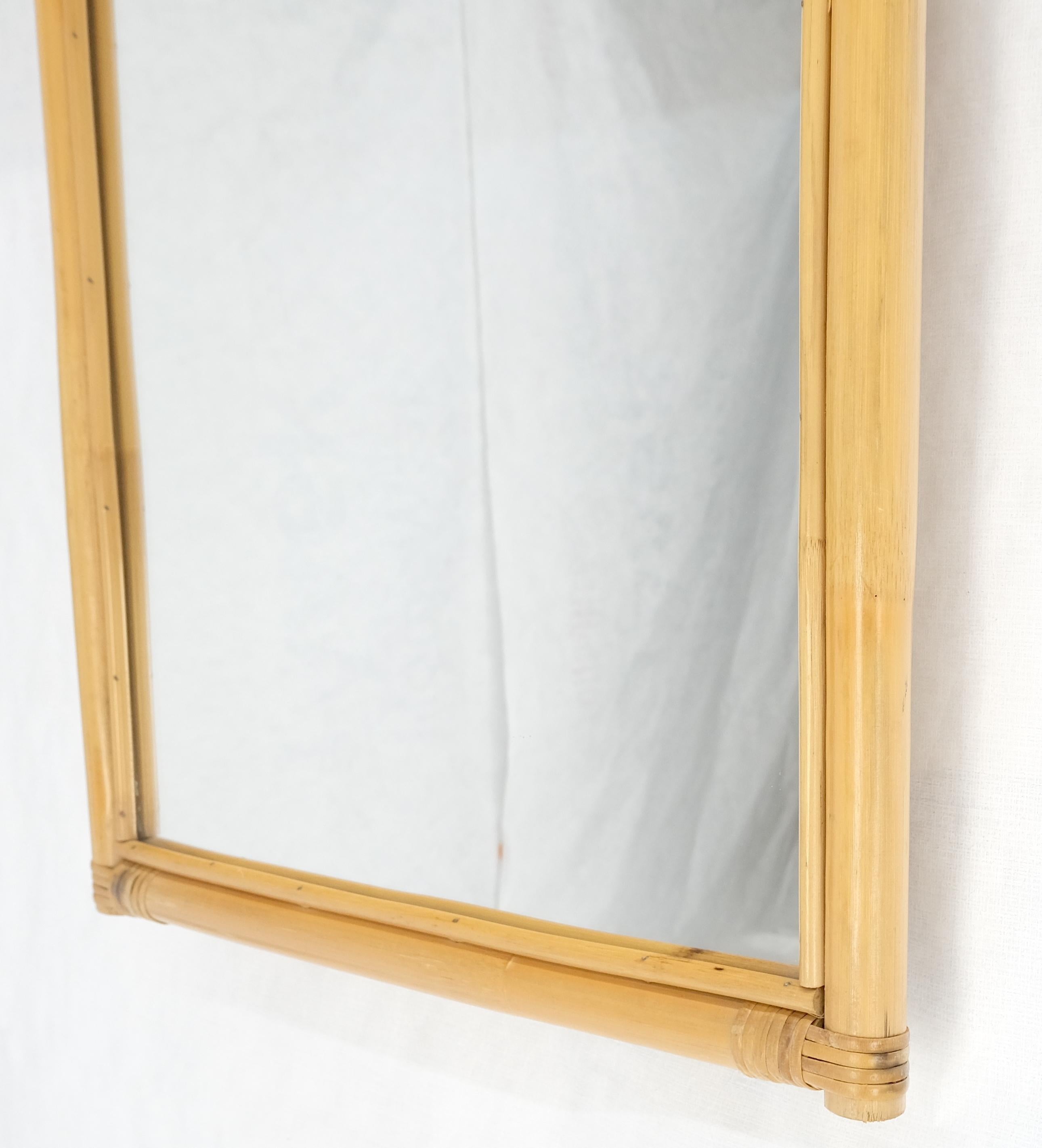 Lacquered Blond Bamboo Ratan Dome Top Shape Mid Century Modern Wall Mirror MINT! For Sale