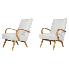 Blond Bentwood Armchairs Manufactured and Designed in Praque, 1950s