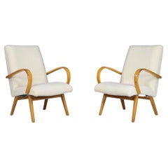 Retro Blond Bentwood Armchairs Manufactured and Designed in Praque, 1950s