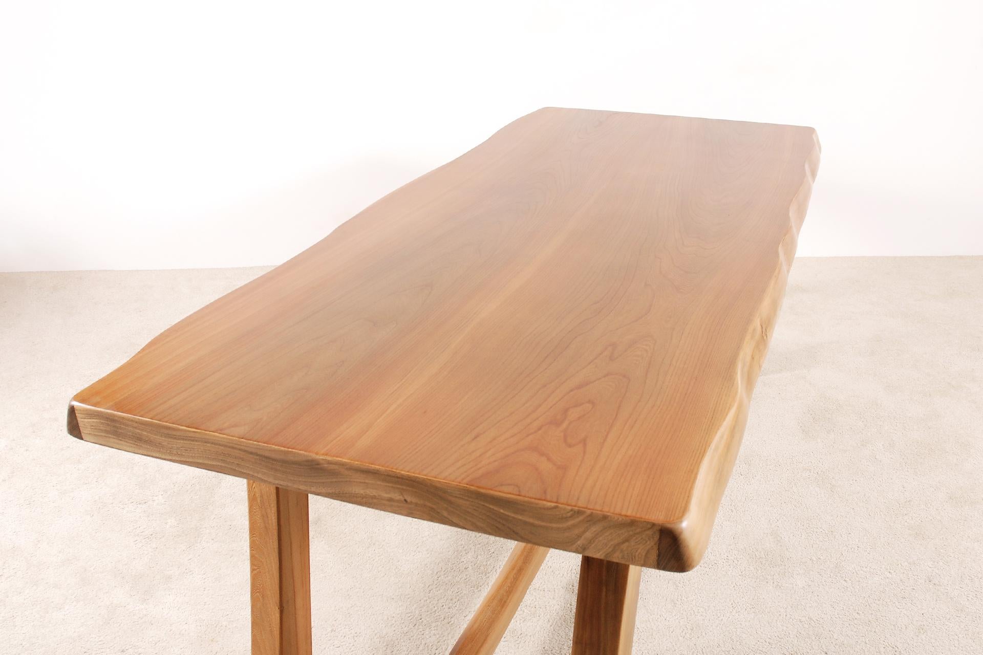 Mid-20th Century Blond Elm Dining Table by Aranjou France, 1950 For Sale