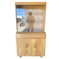 Blond "Encore" Step Back Cupboard China Cabinet Etagere by Heywood Wakefield
