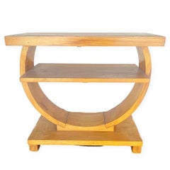 Blond Geometric Art Deco Side Table by Gilbert Rohde for Brown Saltman
