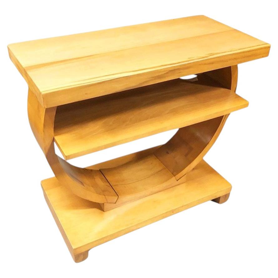 Table d'appoint Art déco géométrique blonde par Gilbert Rohde pour Brown Saltman