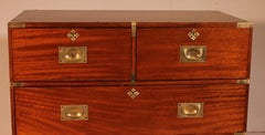Blond Mahogany Military Or Campaign Chest Of Drawers From The 19th Century