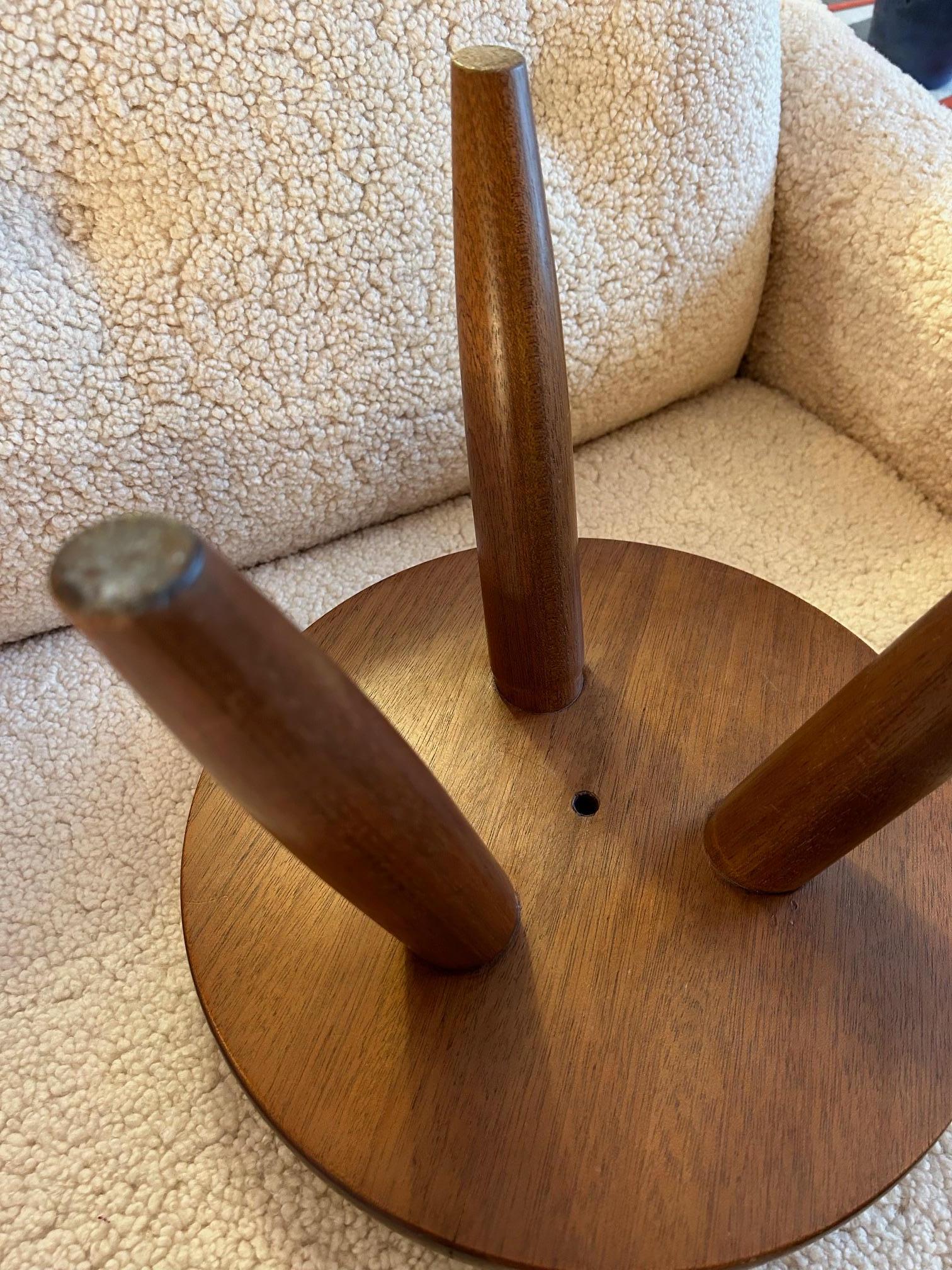 blond mahogany stool by Charlotte Perriand, produced between 1950 and 1960