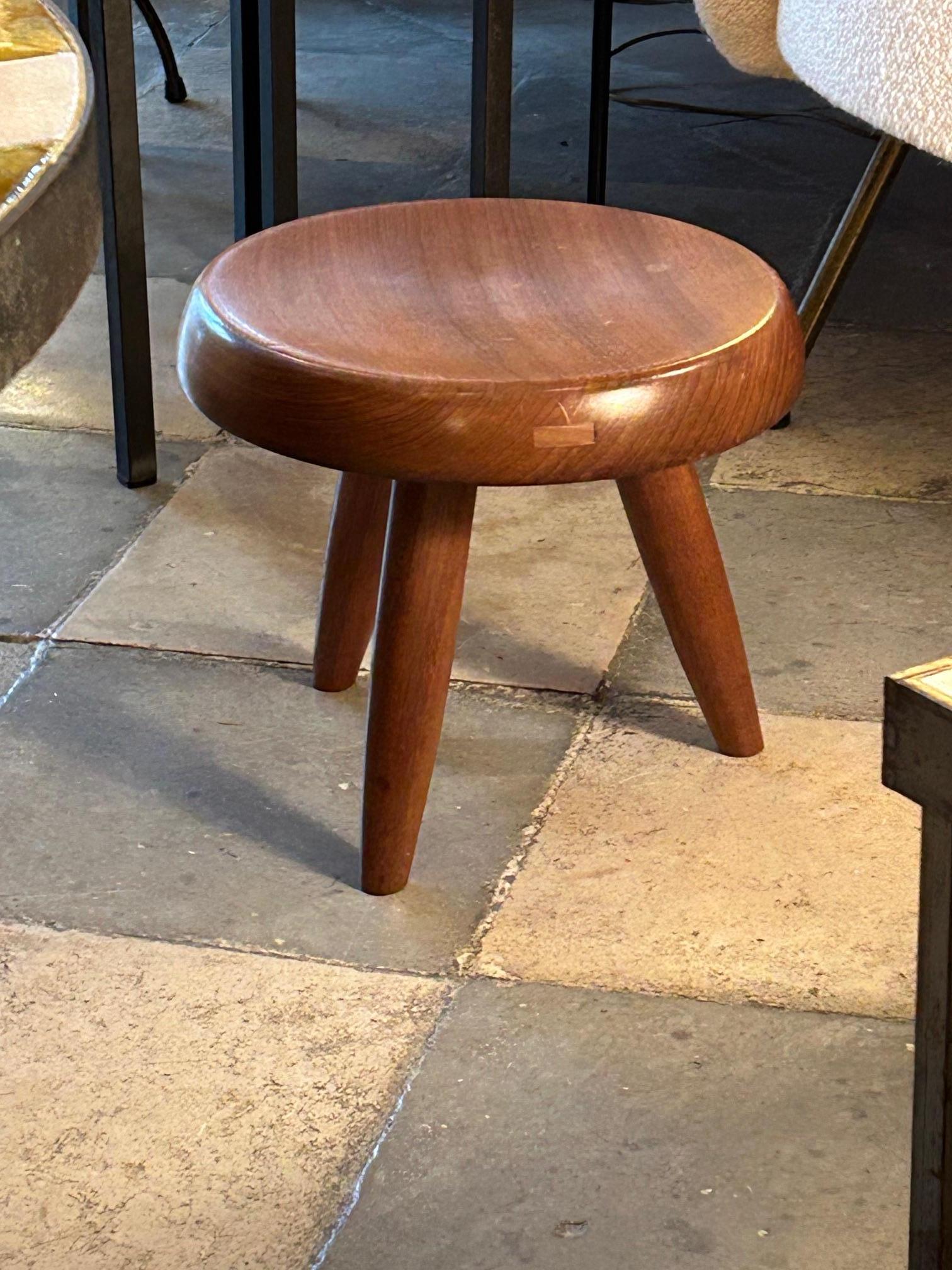 Mid-20th Century Blond mahogany stool by Charlotte Perriand For Sale