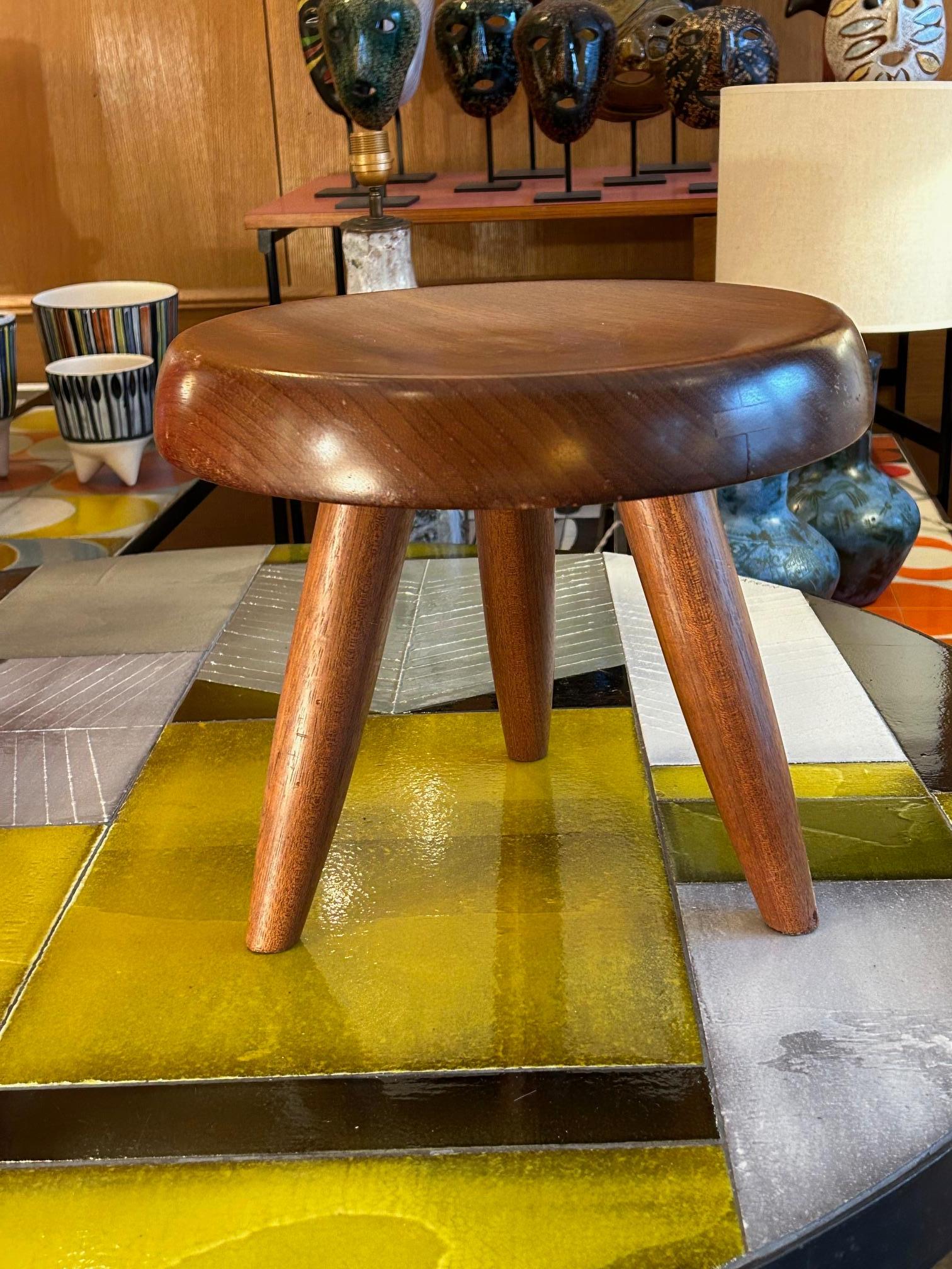 Mahogany Blond mahogany stool by Charlotte Perriand For Sale