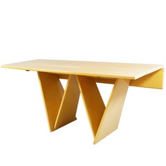 Blond Midcentury Drop-Leaf Lacquered Table