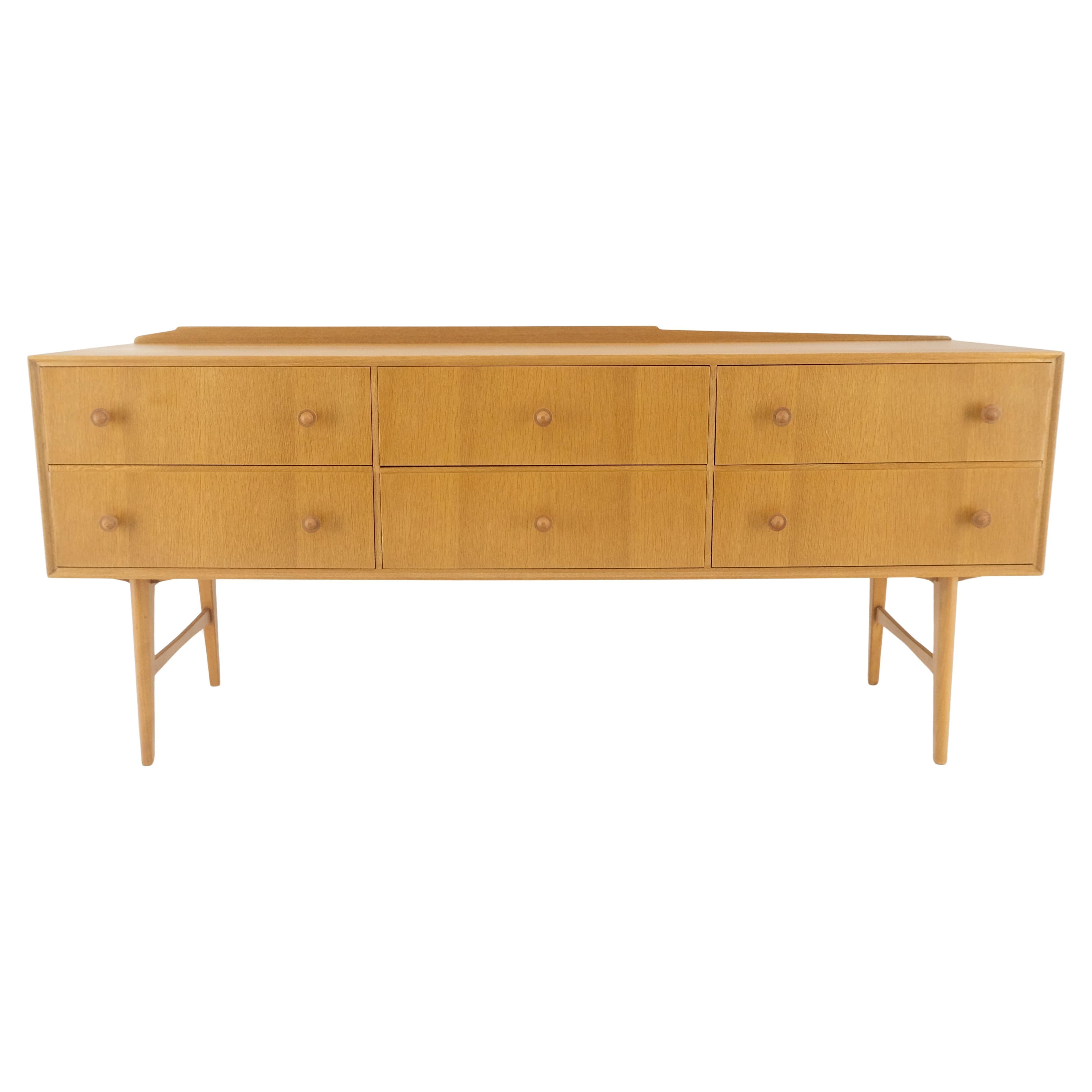 Blond Eiche 66" Lange dänische moderne Anrichte mit 6 Schubladen, Anrichte/Konsole/Kommode, Mid-Century Modern