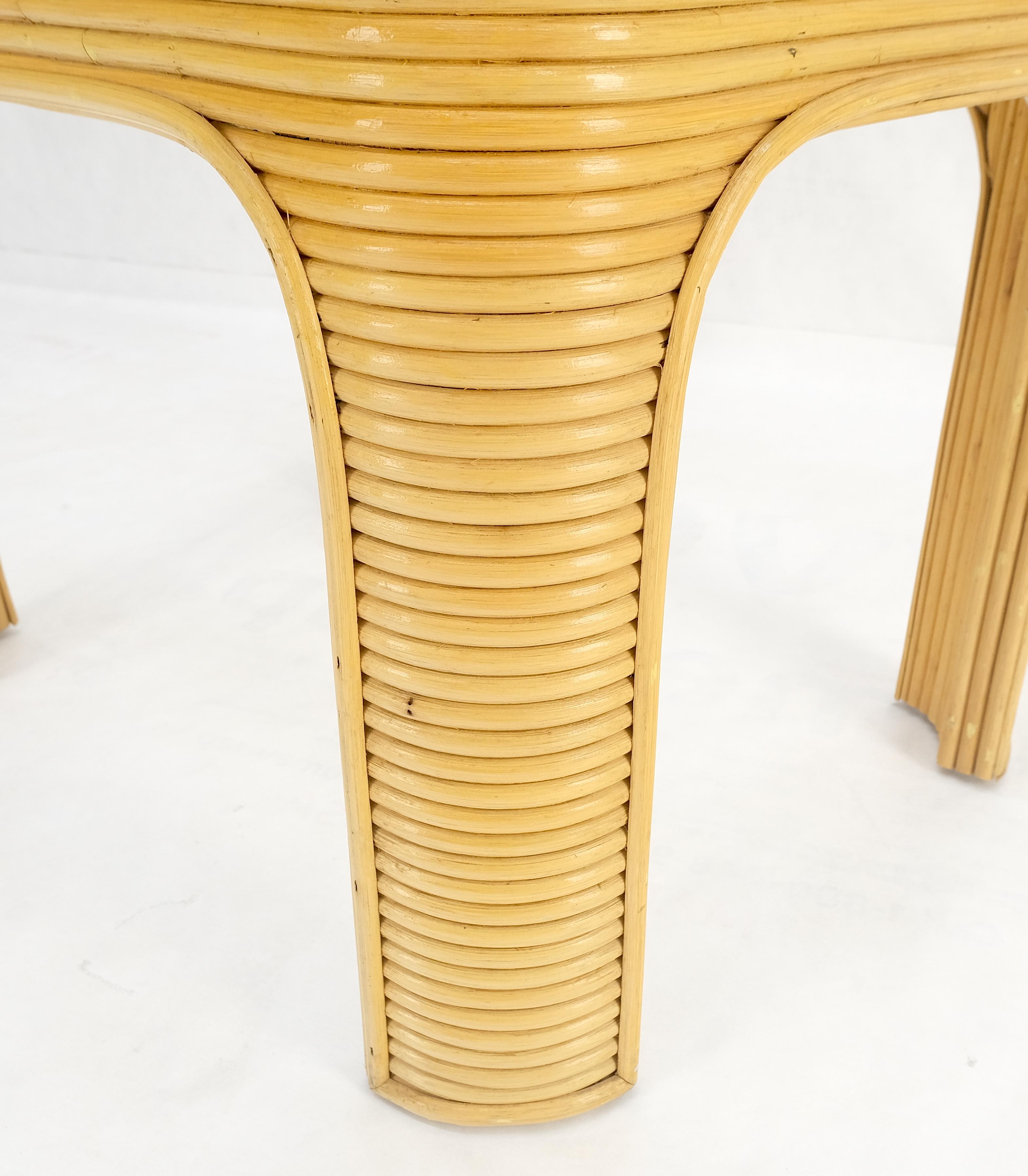 Mid-Century Modern Blond Rattan Reed Glass Top c1970s Side End Occasional Table Stand MINT! For Sale