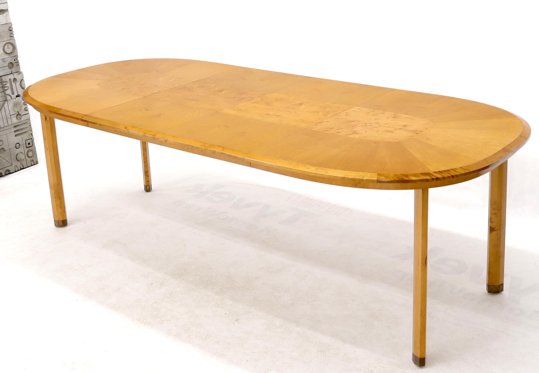Lacquered Blond Swedish Birch with Burl Oval Racetrack Dining Table Spece