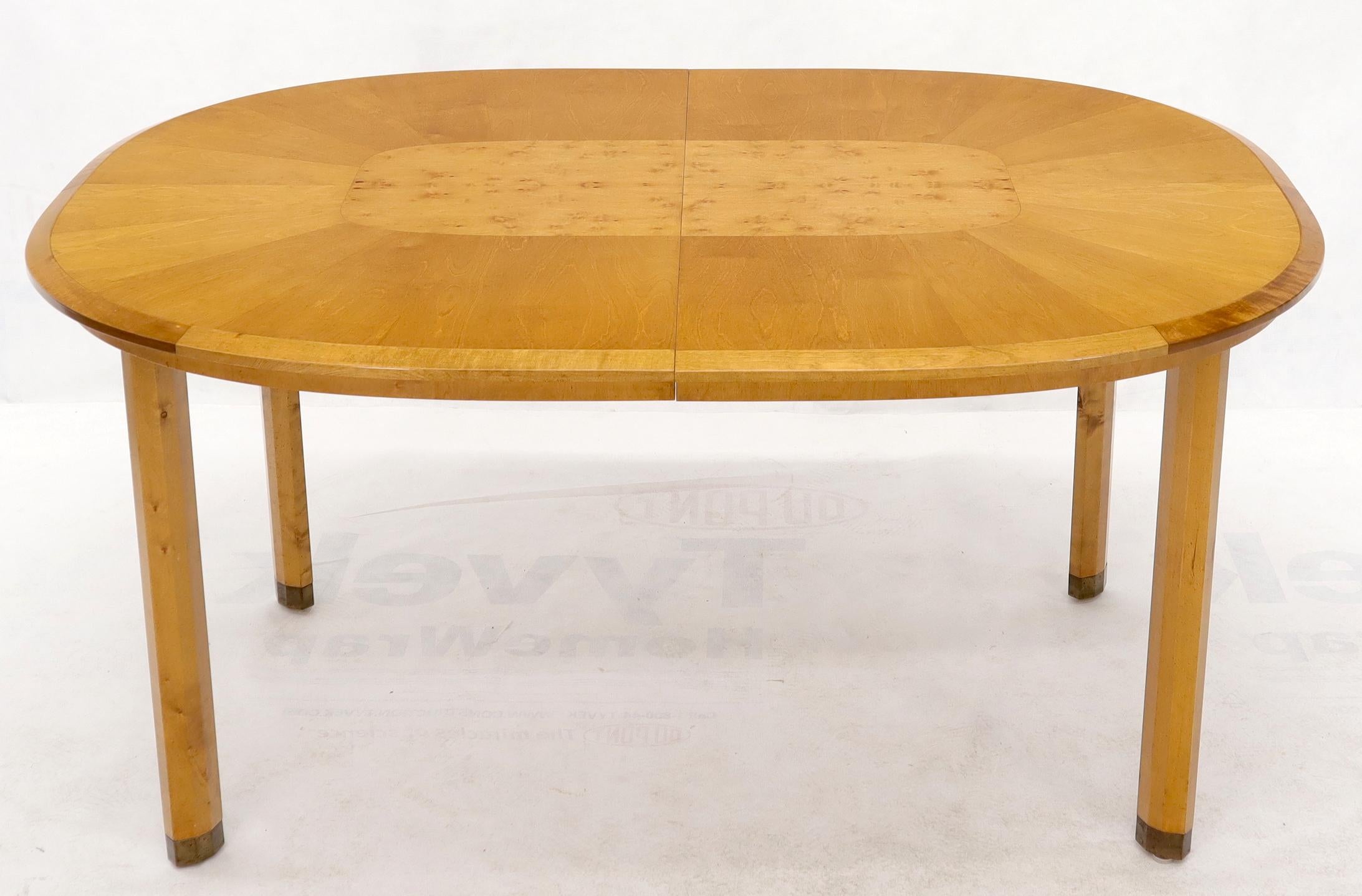 Blond Swedish Birch with Burl Oval Racetrack Dining Table Spece In Good Condition In Rockaway, NJ