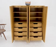 Blond Walnut Side by Side 4 Doors Two Compartment Chest Drawers Dresser MINT!